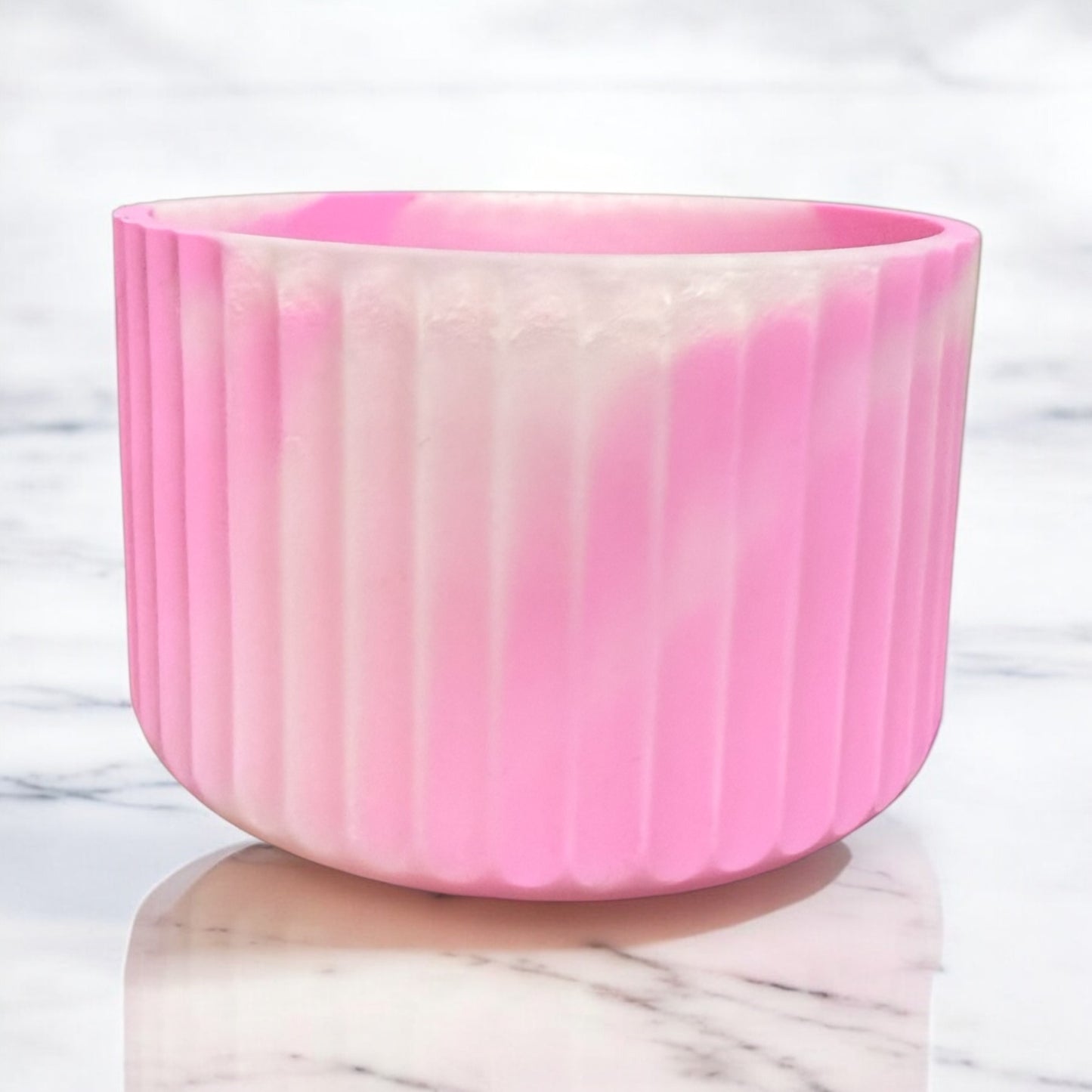 Pink White FLUTED Silicone Tumbler Boot