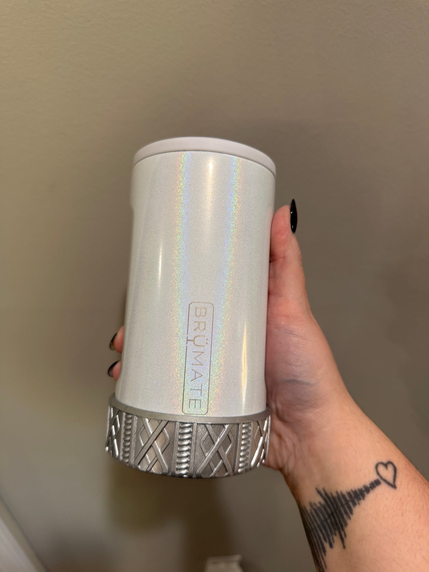 Silver Metallic Shorty Sweater 3.25"- Silicone Tumbler Boot