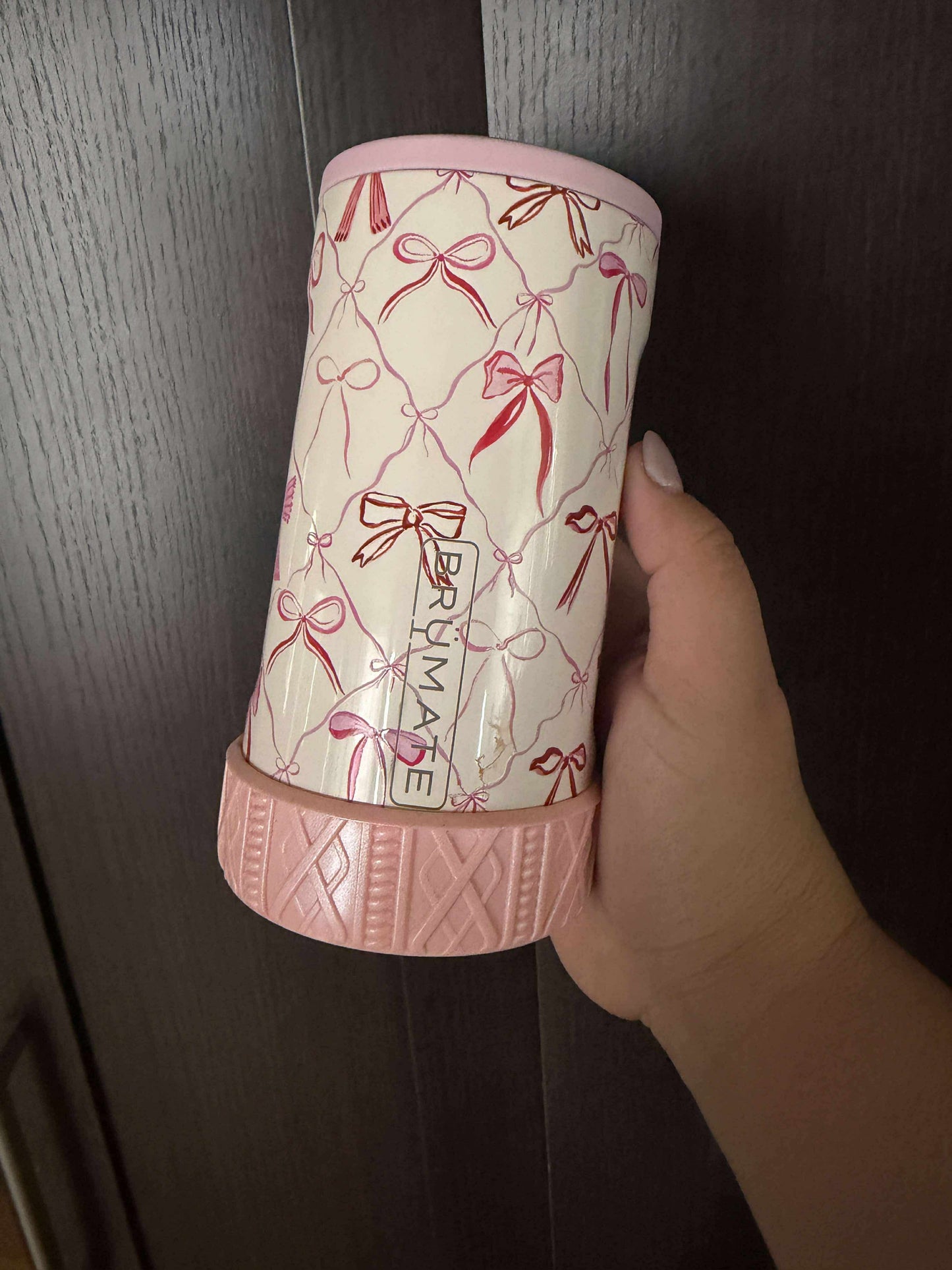 Baby Pink SHIMMER Shorty Sweater 3.25" - Silicone Tumbler Boot