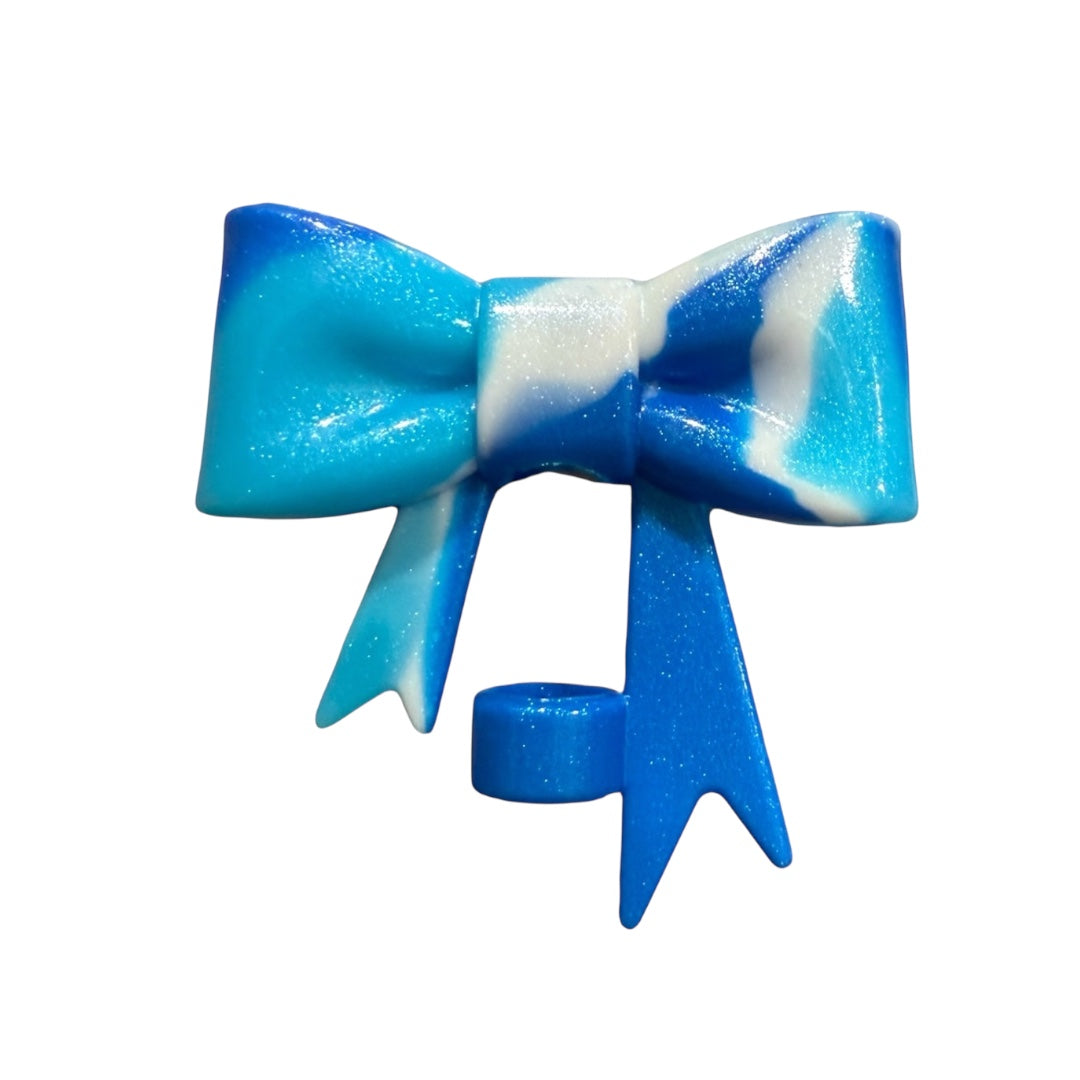 Winter Swirl Shimmer Large Bow - Silicone Straw Topper 10mm