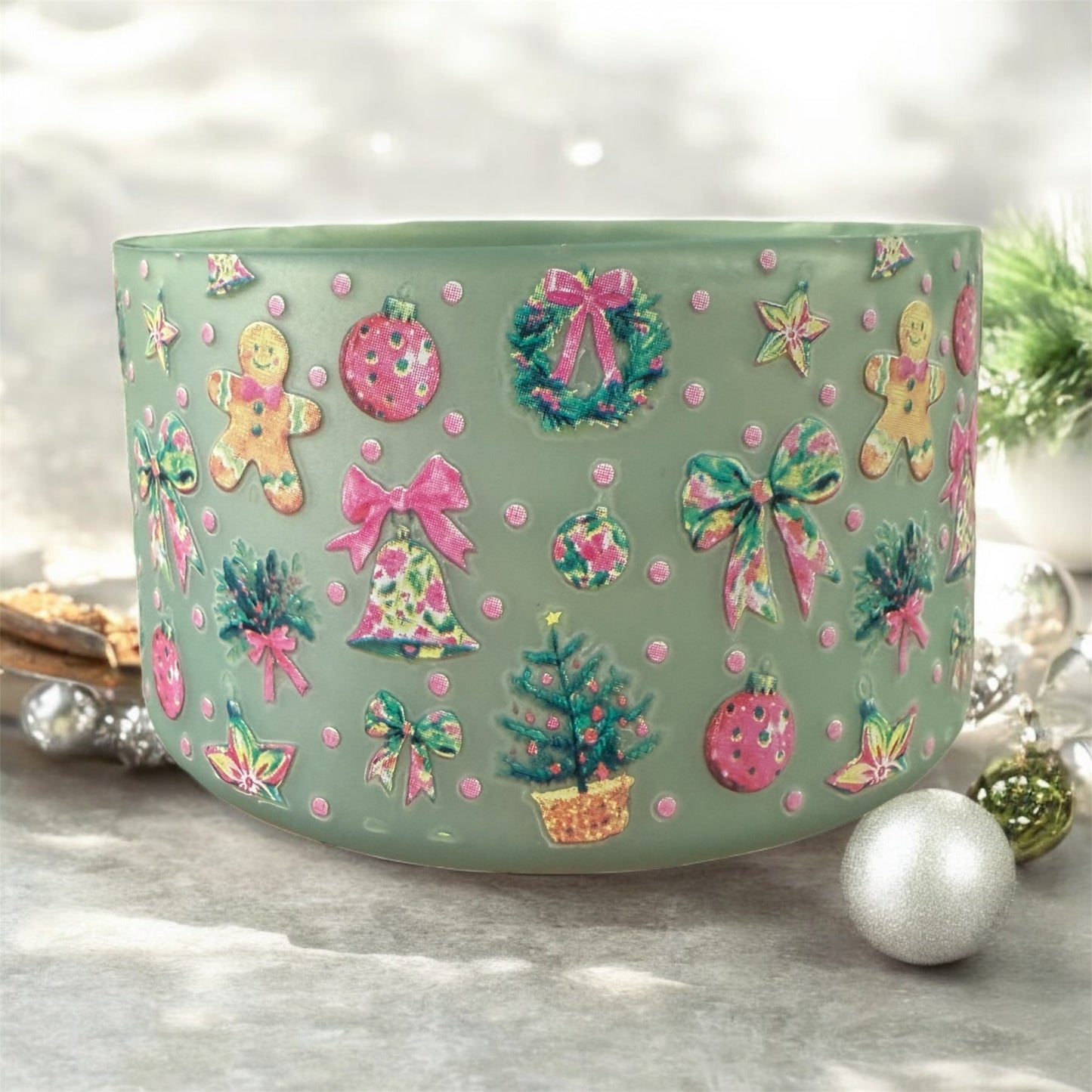 Coquette Christmas Sage Pearl - 3D Silicone Tumbler Boot