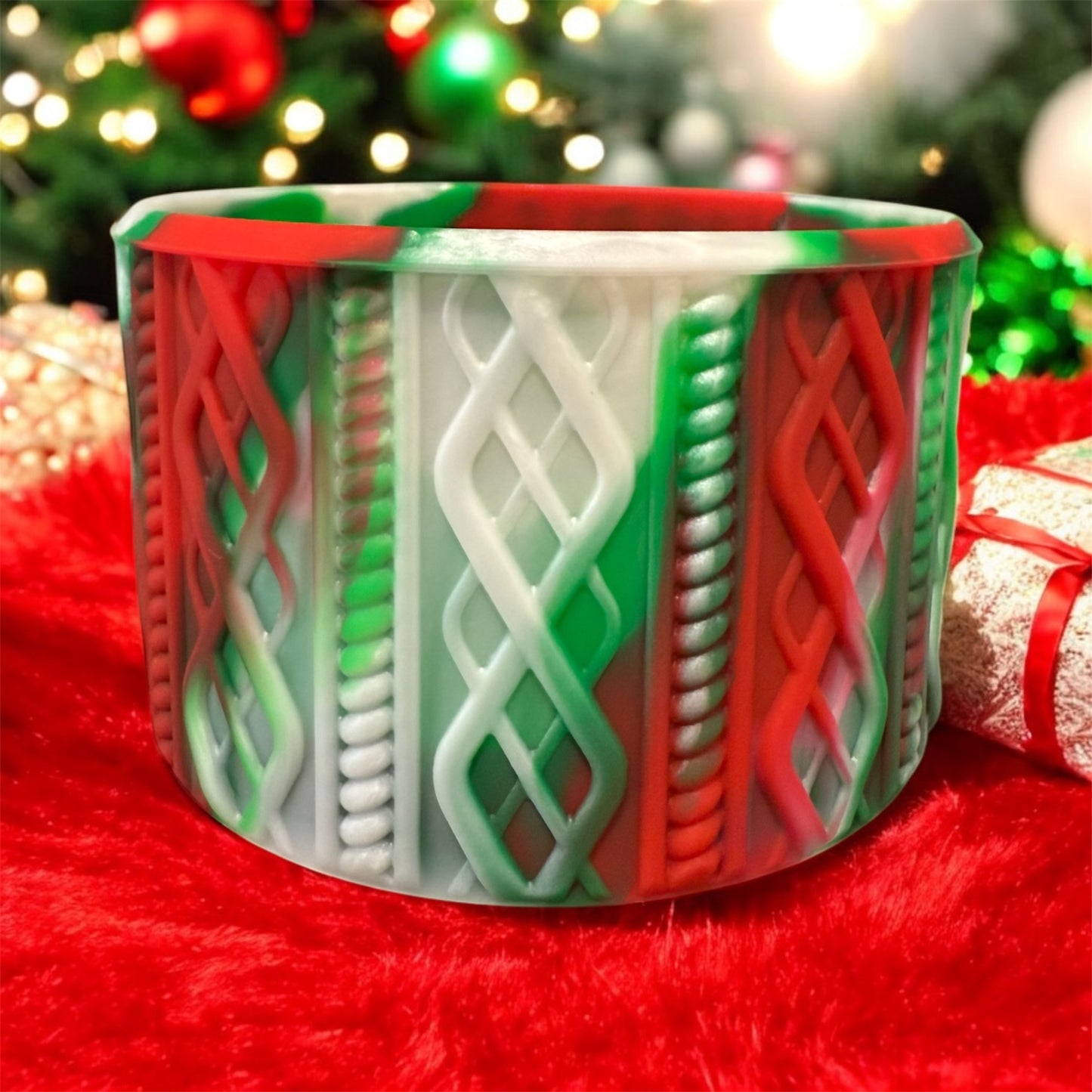 Holiday Swirl - SWEATER Silicone Tumbler Boot