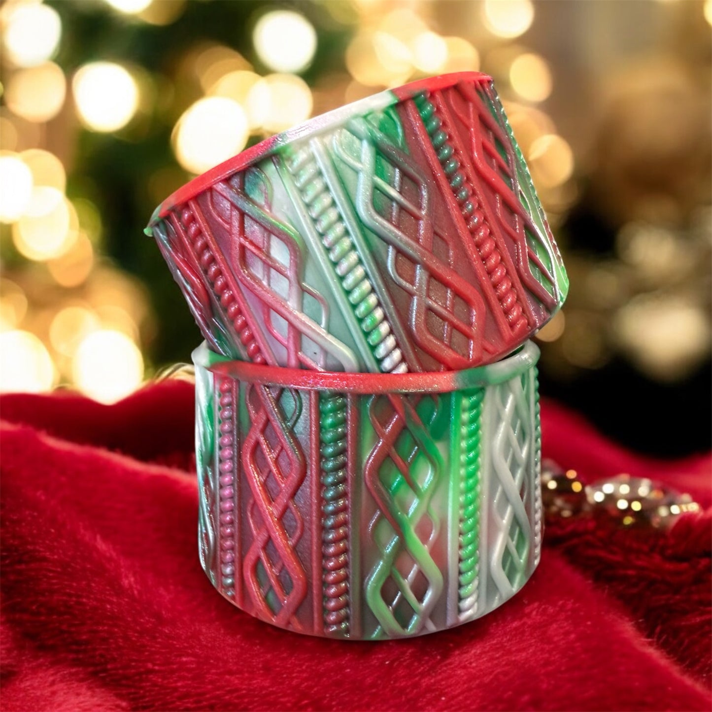 Holiday Swirl SHIMMER - SWEATER Silicone Tumbler Boot