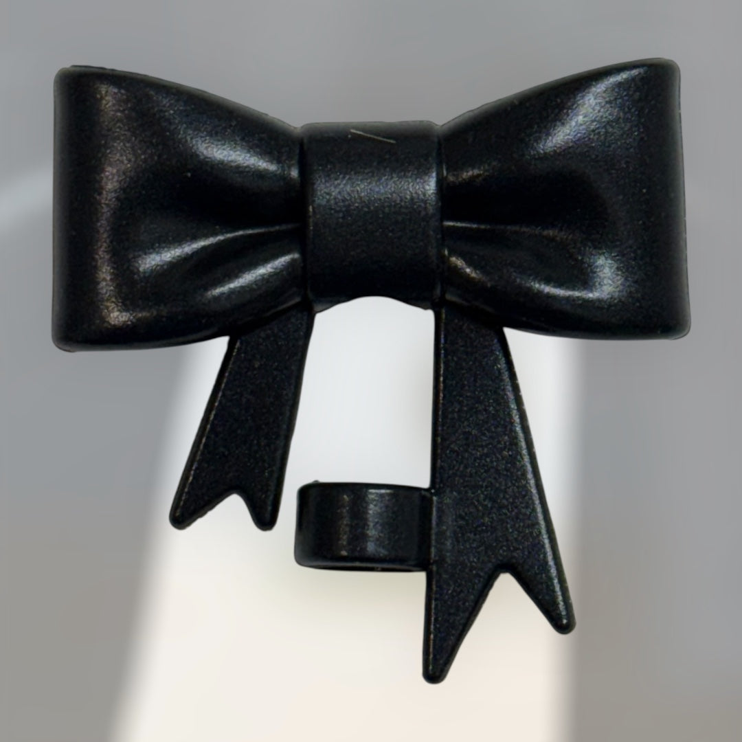 Black Metallic Large Bow - Silicone Straw Topper 10mm
