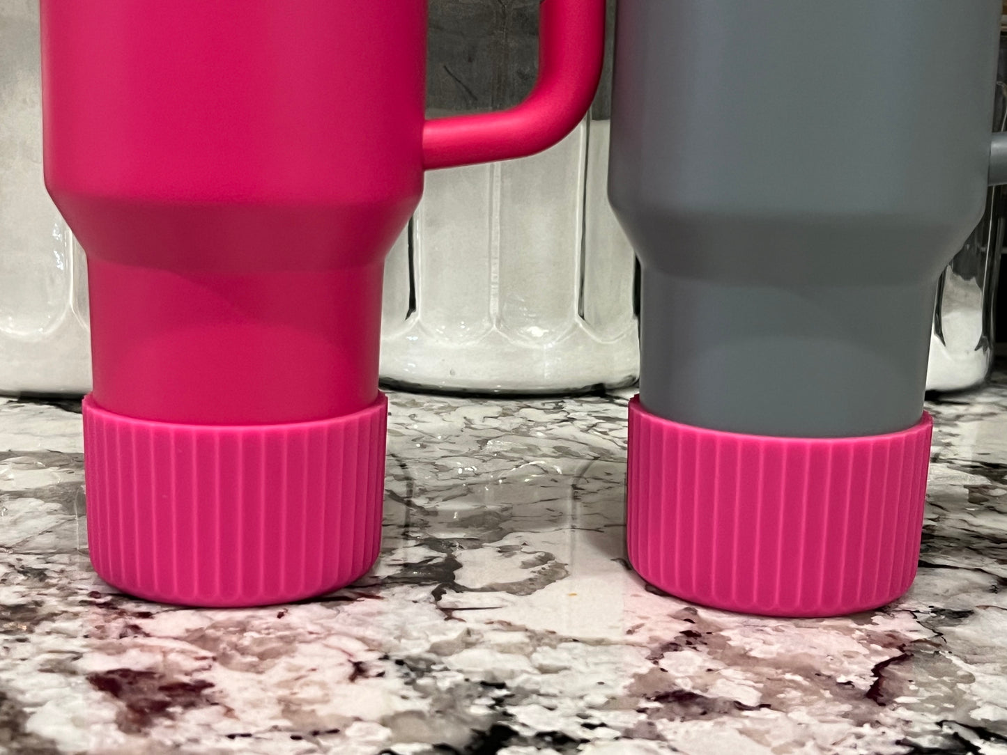 Grey Rock Pink FLUTED Silicone Tumbler Boot