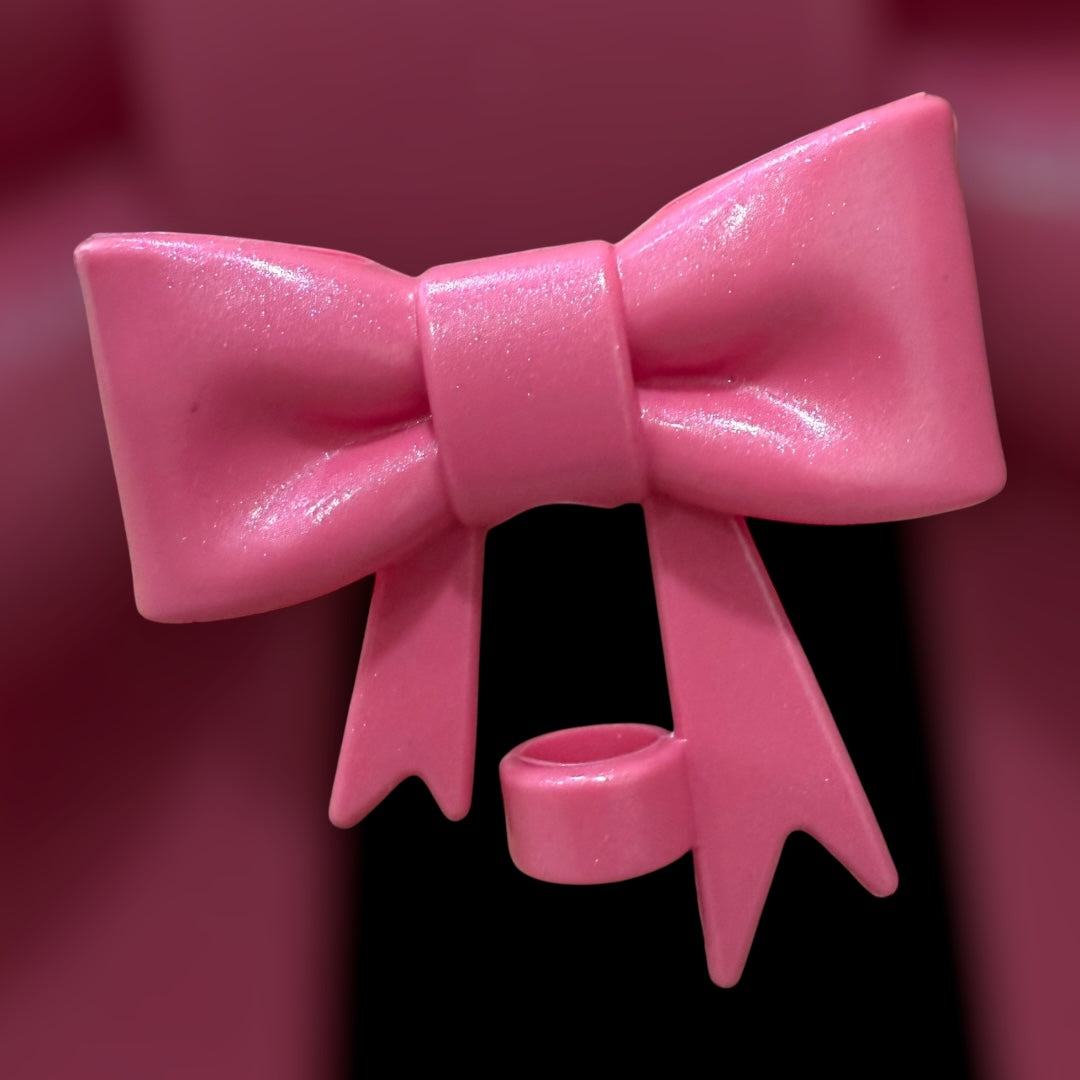 Cotton Candy Shimmer Large Bow - Silicone Straw Topper 10mm