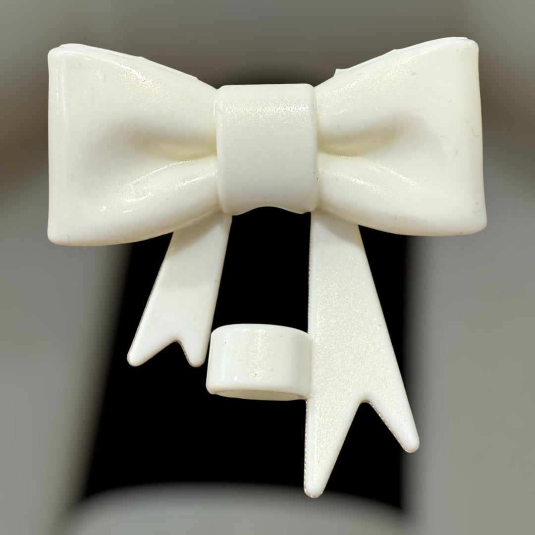 Cream Metalic Large Bow - Silicone Straw Topper 10mm