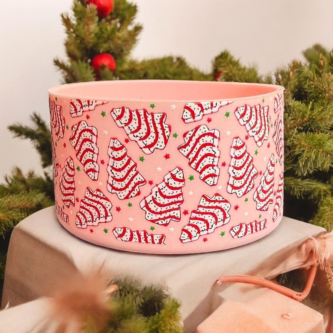 Christmas Tree Cakes Pink - 3D Silicone Tumbler Boot