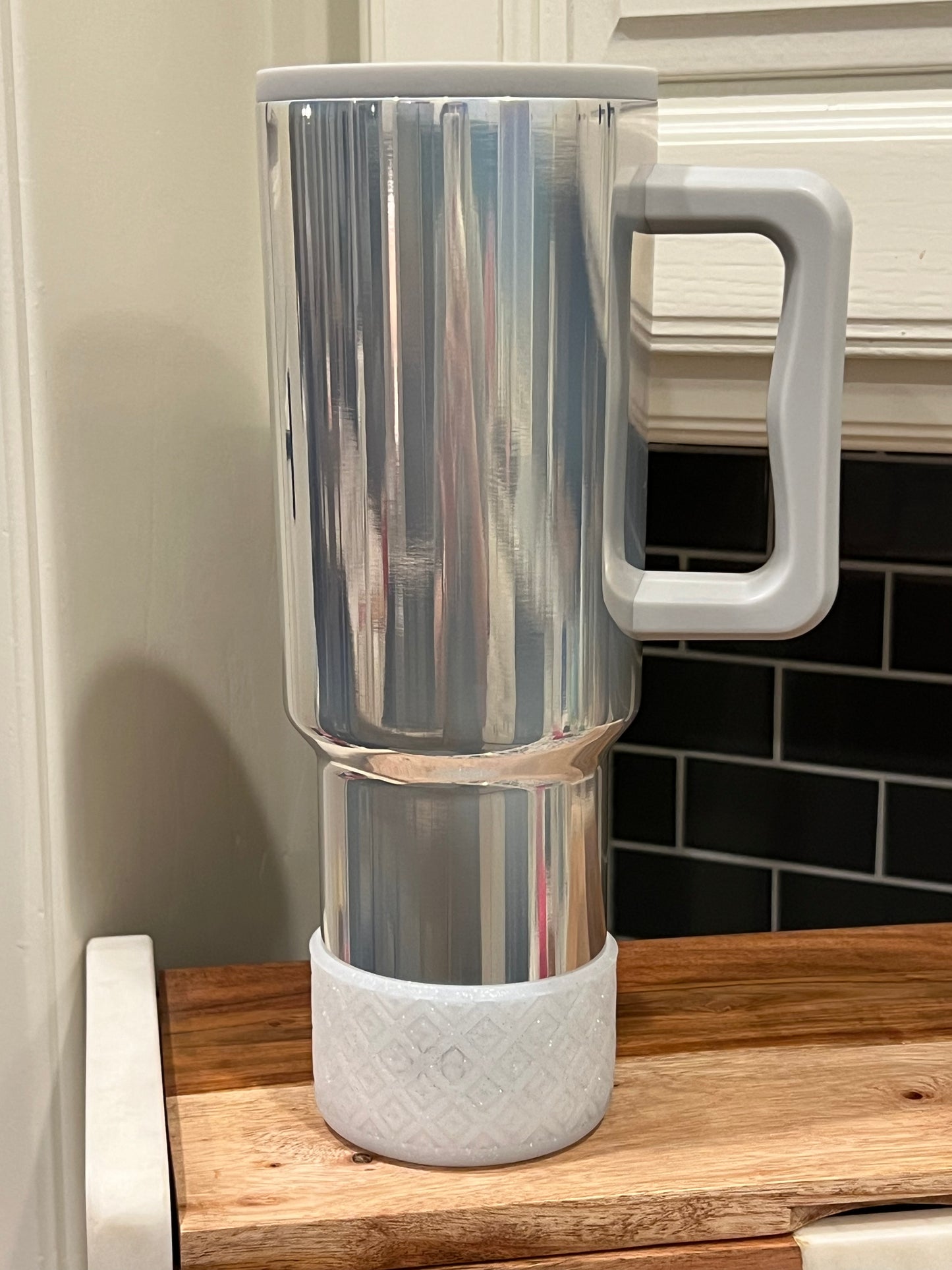 Transparent Silver Glitter DIAMONDS Silicone Tumbler Boot