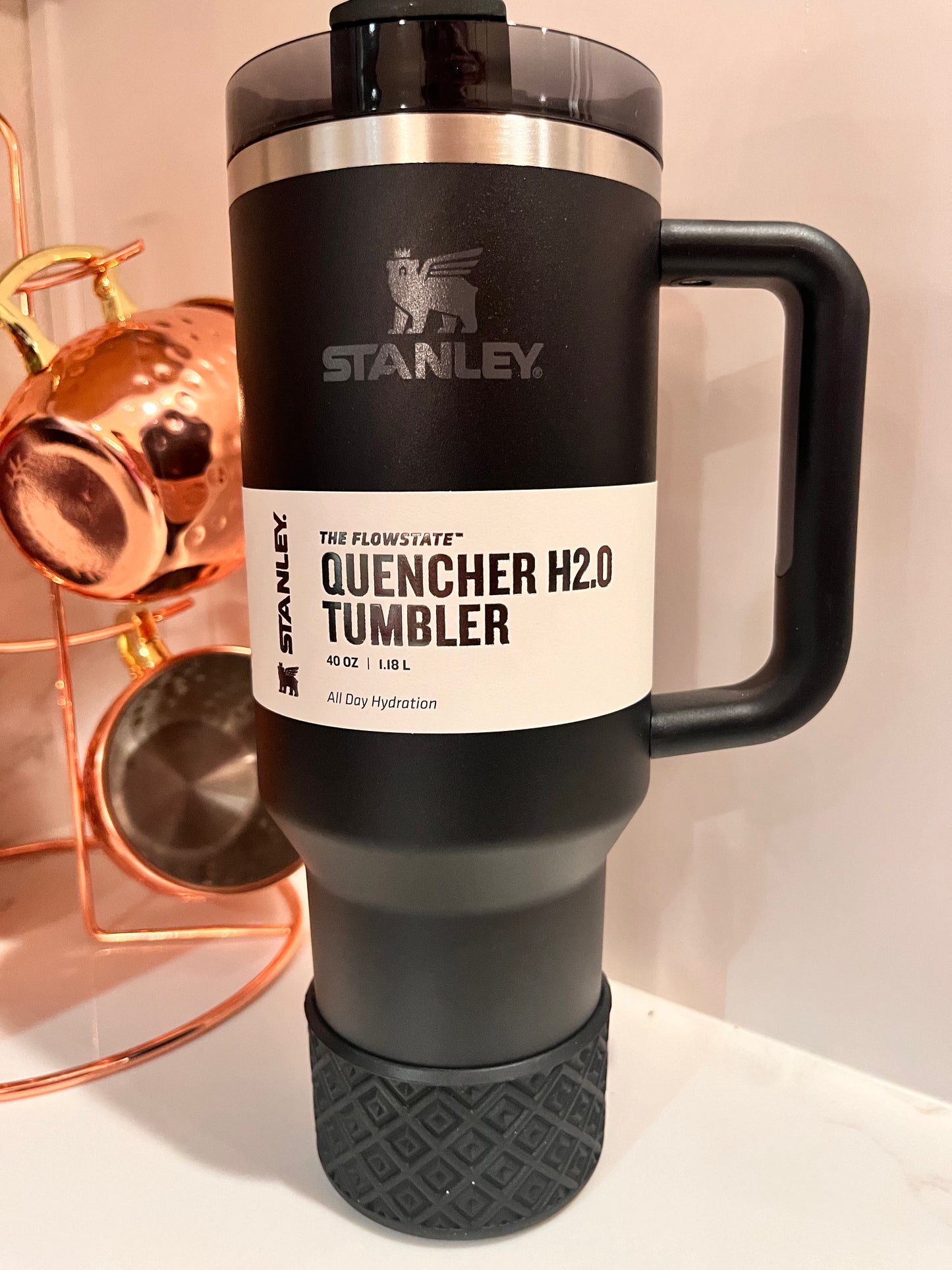 Jet Black DIAMONDS Silicone Tumbler Boot