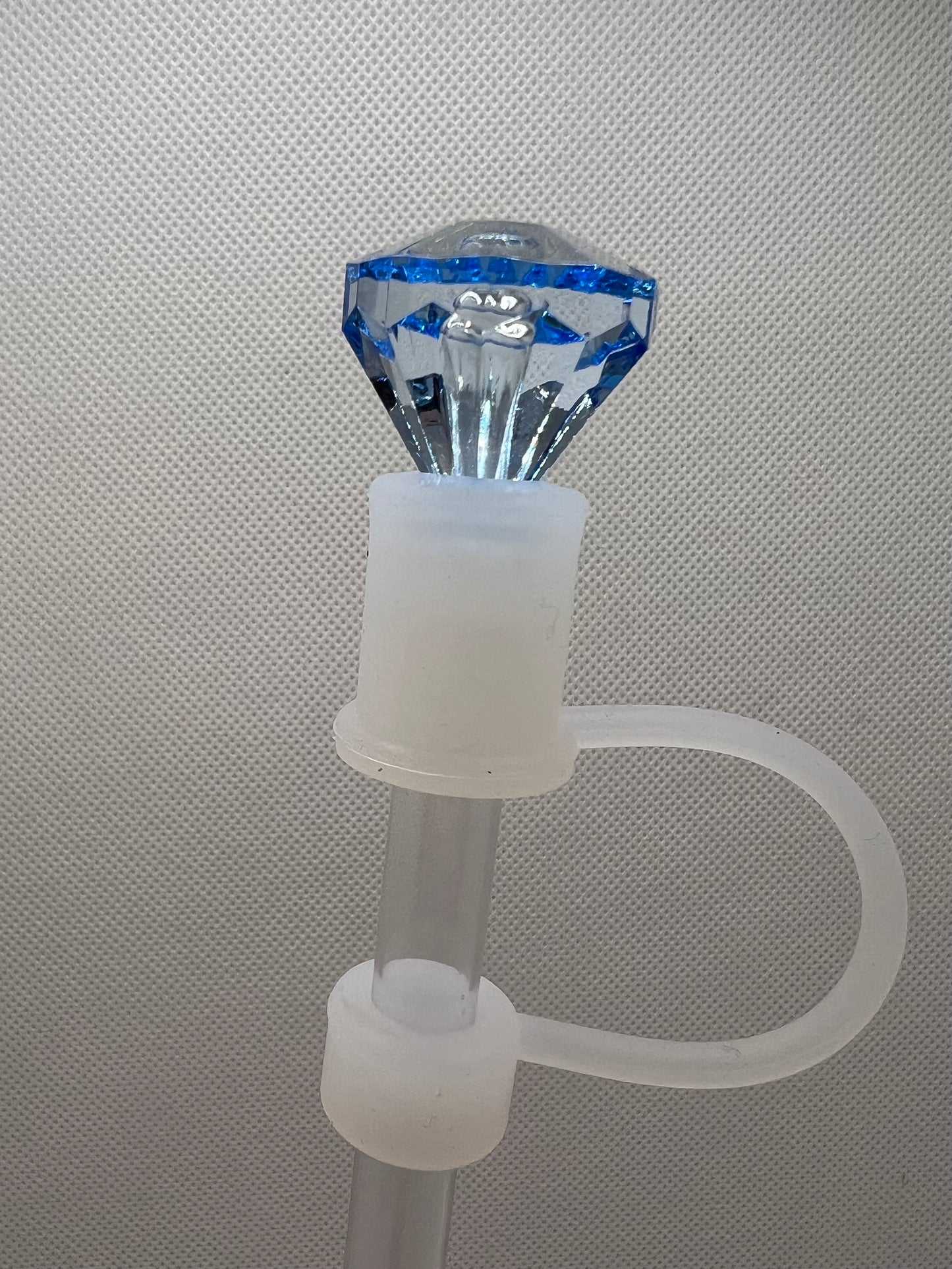 Blue Diamond TRANSPARENT Base Silicone Straw Topper 10mm