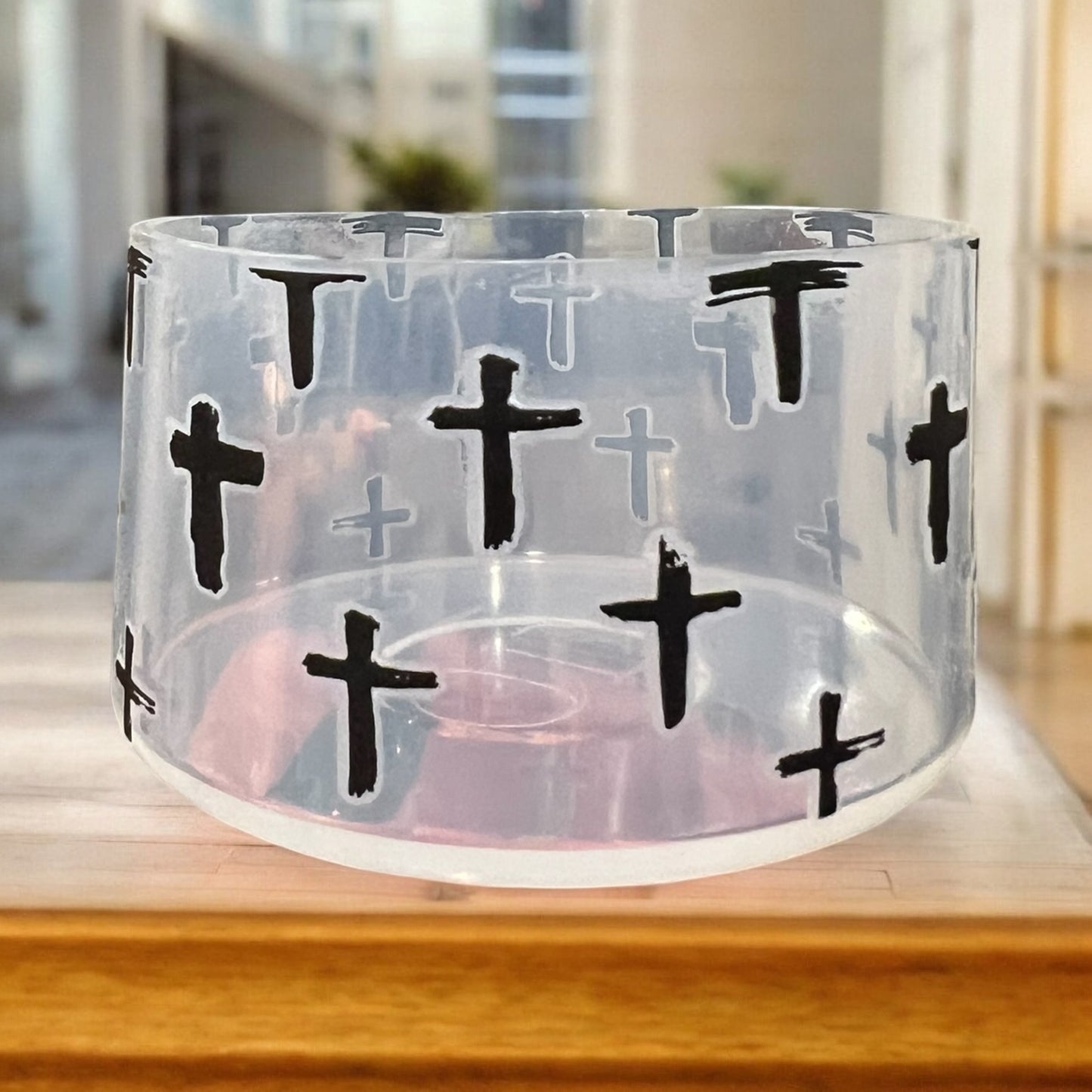 Black Crosses CLEAR Silicone Tumbler Boot