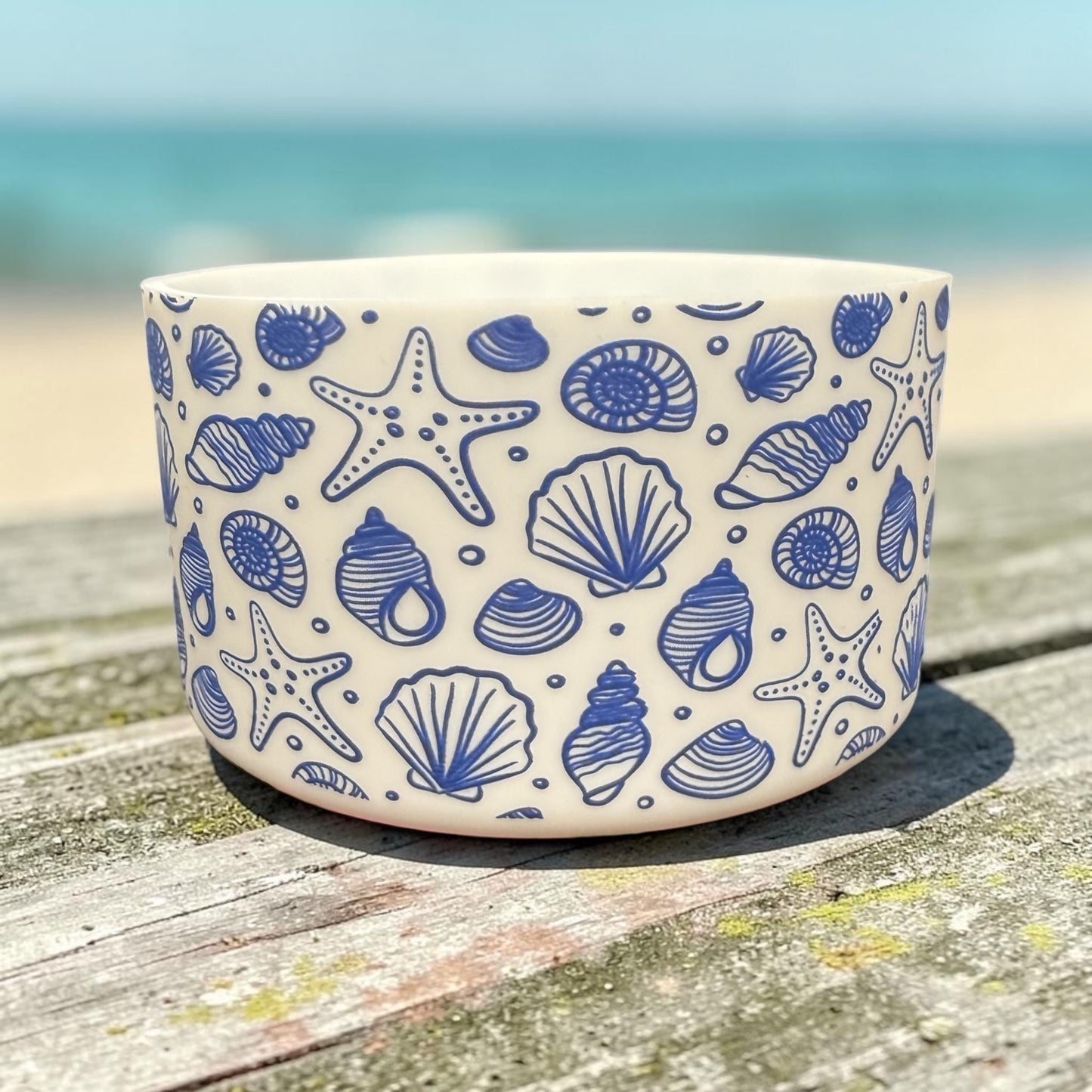 Coastal Shells White - 3D Silicone Tumbler Boot