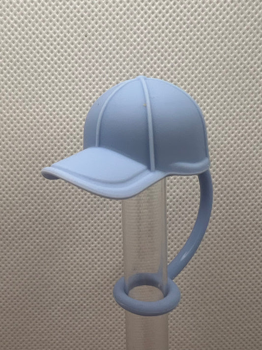 Blue Ballcap Silicone Straw Topper 10mm