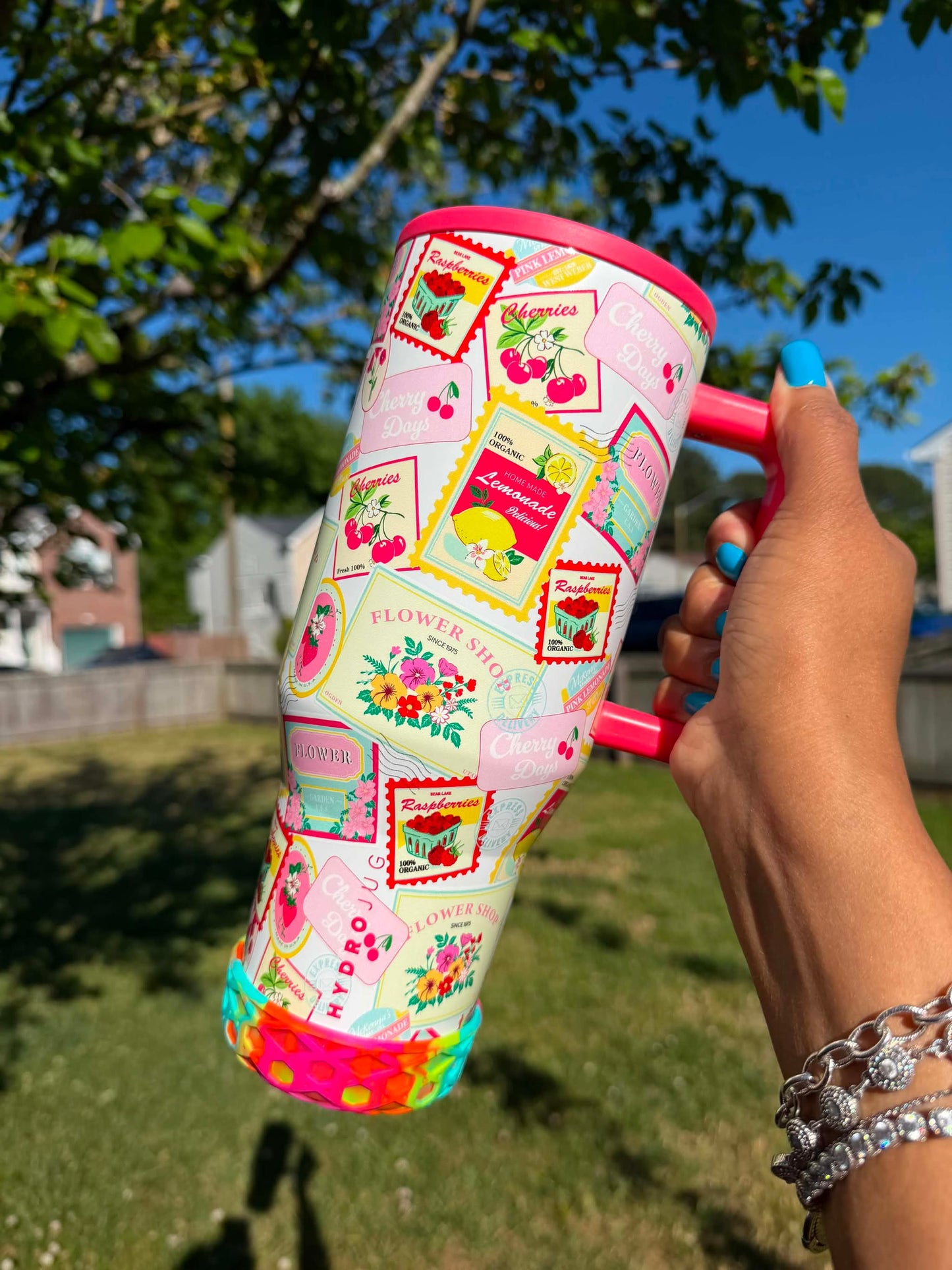 Summer Swirl Shorty Waffle 3" - Silicone Tumbler Boot