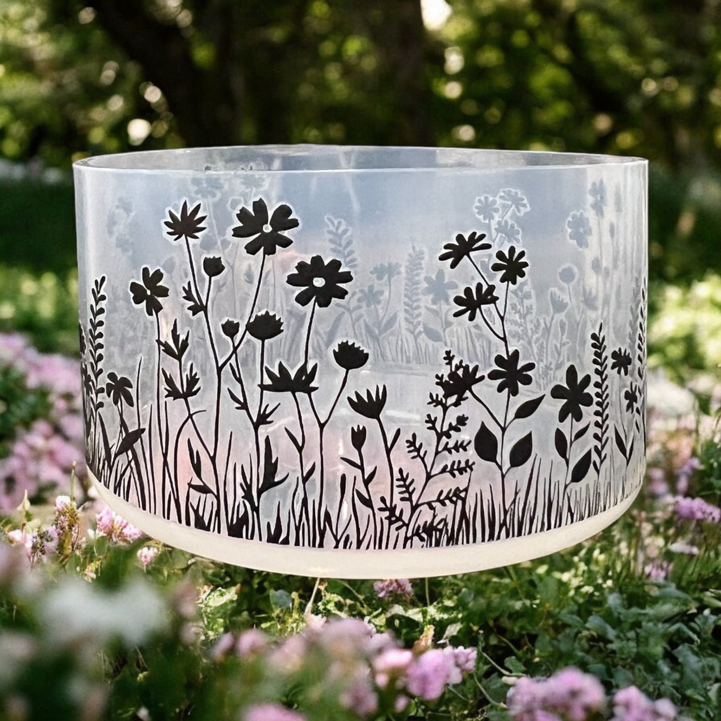 Black Wildflowers CLEAR Silicone Tumbler Boot