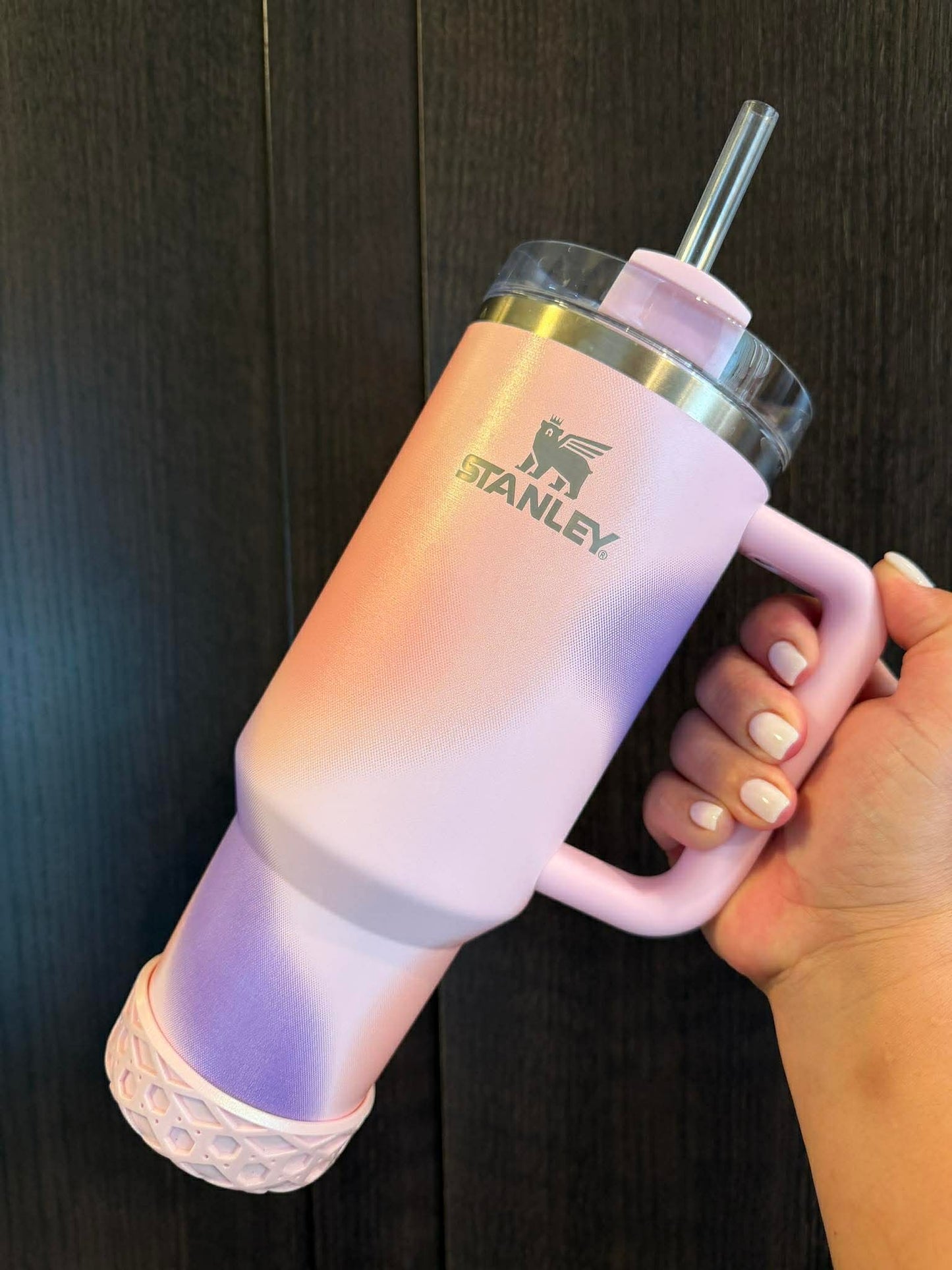 Pale Pink SHIMMER Shorty Waffle 3" - Silicone Tumbler Boot