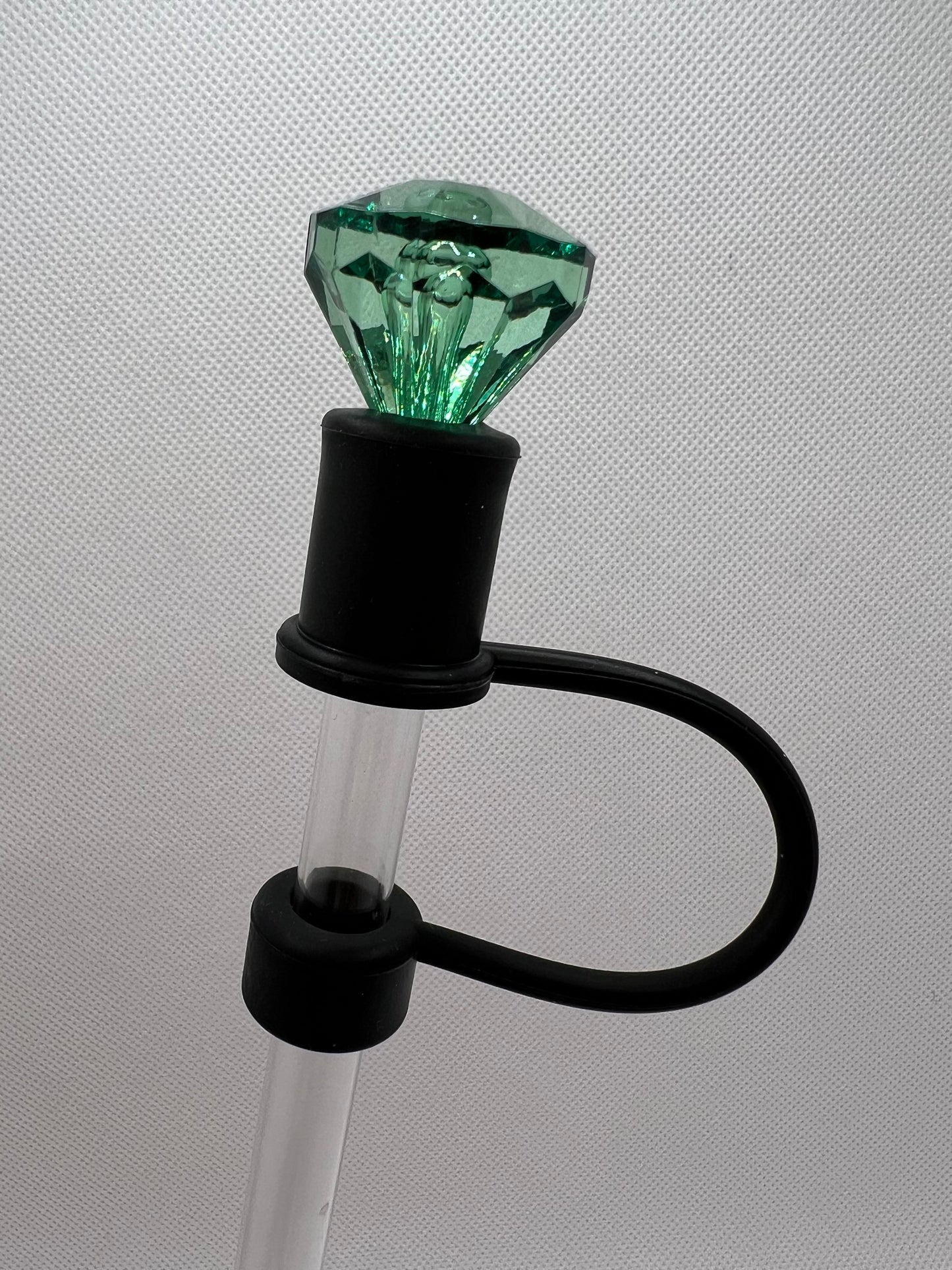 Dk Green BLACK Base Diamond Straw Topper 10mm