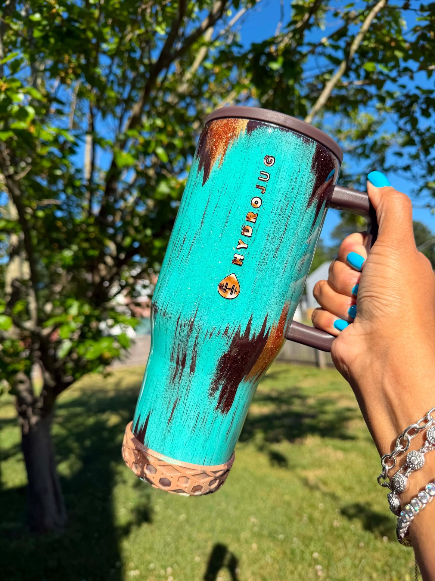 Brown Glitter SHIMMER Shorty Waffle 3" - Silicone Tumbler Boot