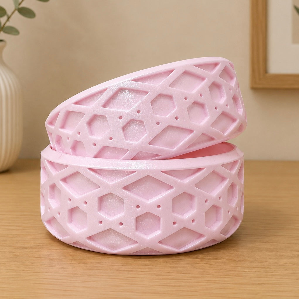 Pale Pink SHIMMER Shorty Waffle 3" - Silicone Tumbler Boot