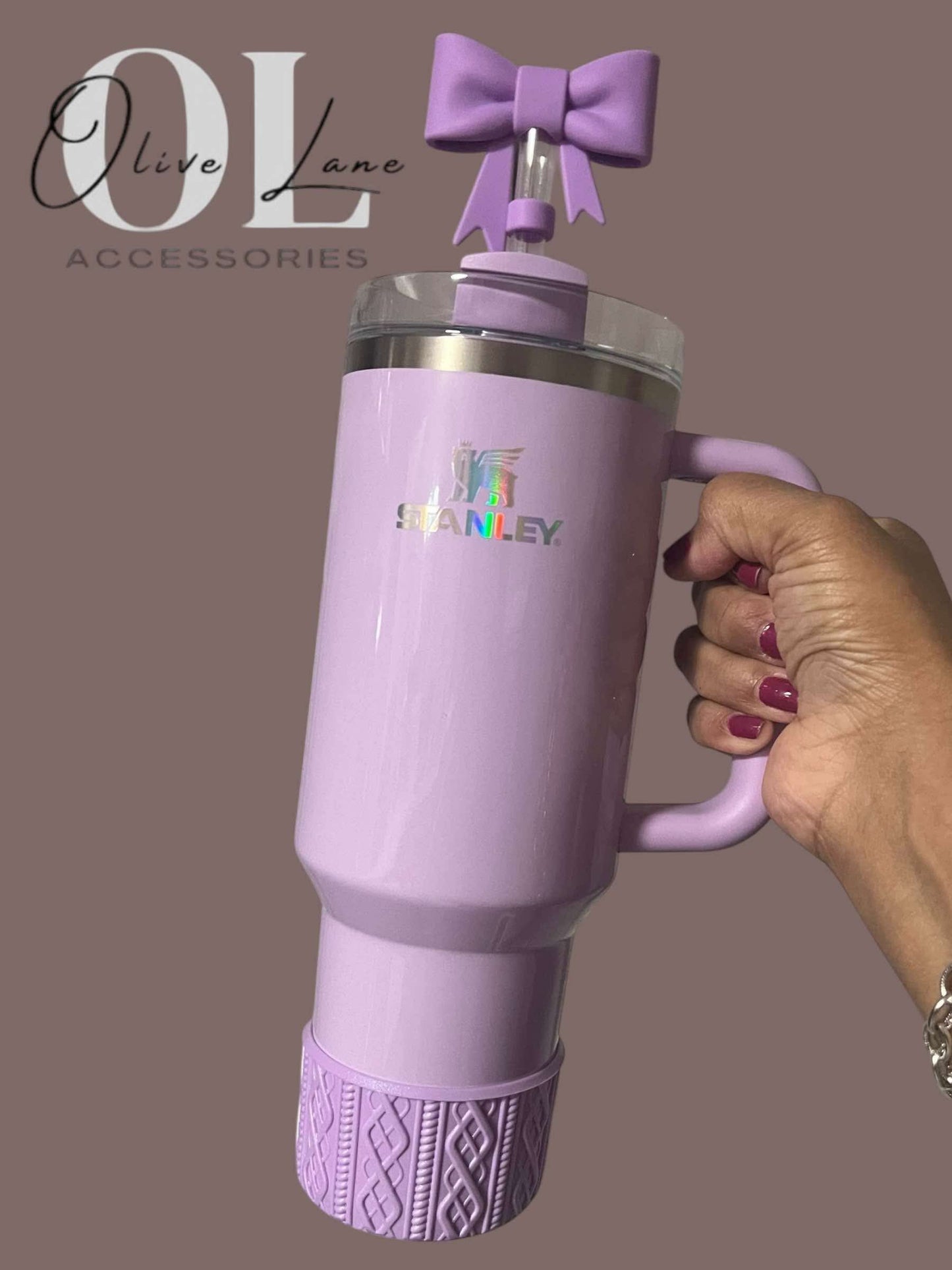 Happy Thoughts Violet SHIMMER- SWEATER Silicone Tumbler Boot