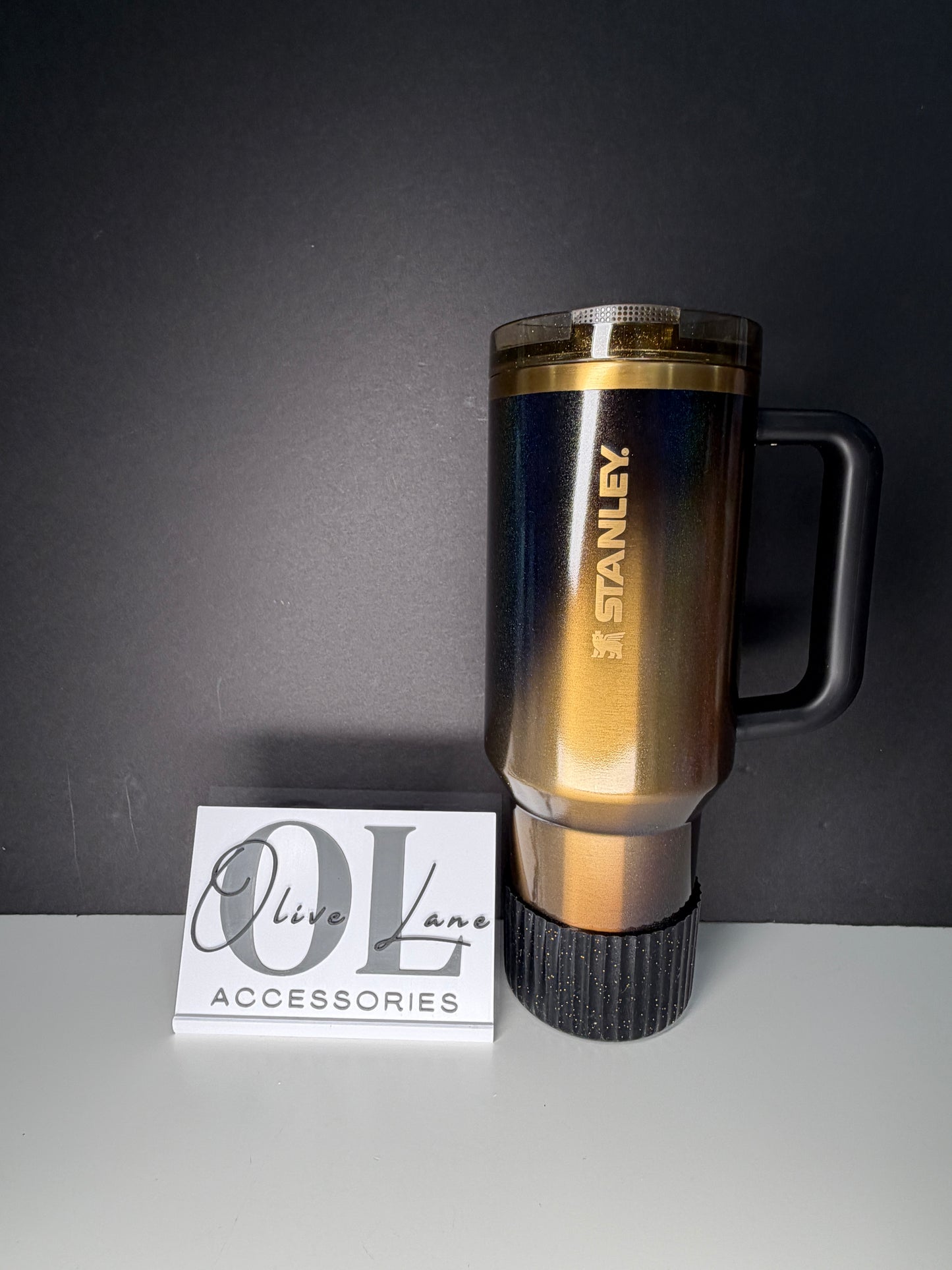 Black Gold Glitter Shiny FLUTED - Silicone Tumbler Boot