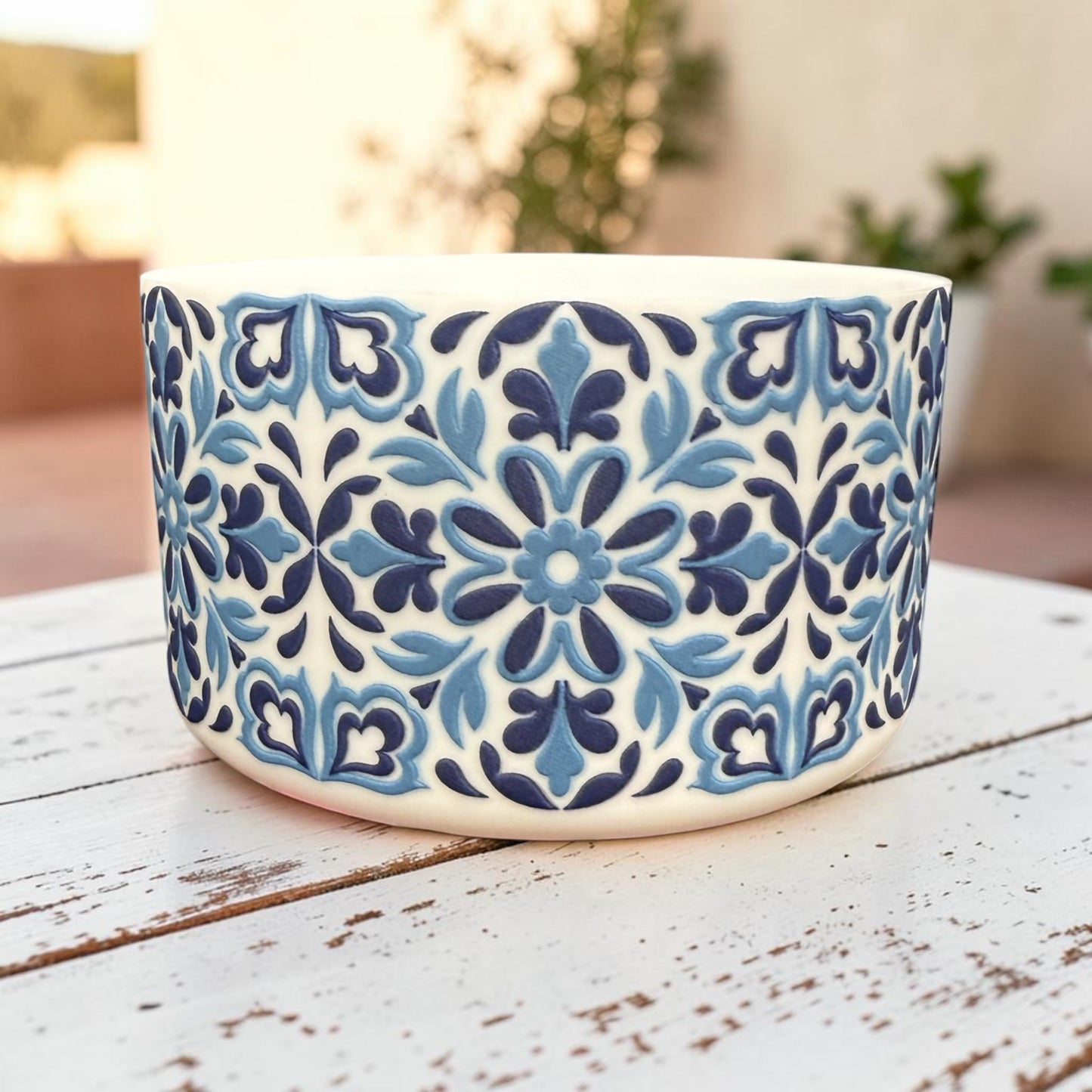 Mediterranean Mosaic White- 3D Silicone Tumbler Boot