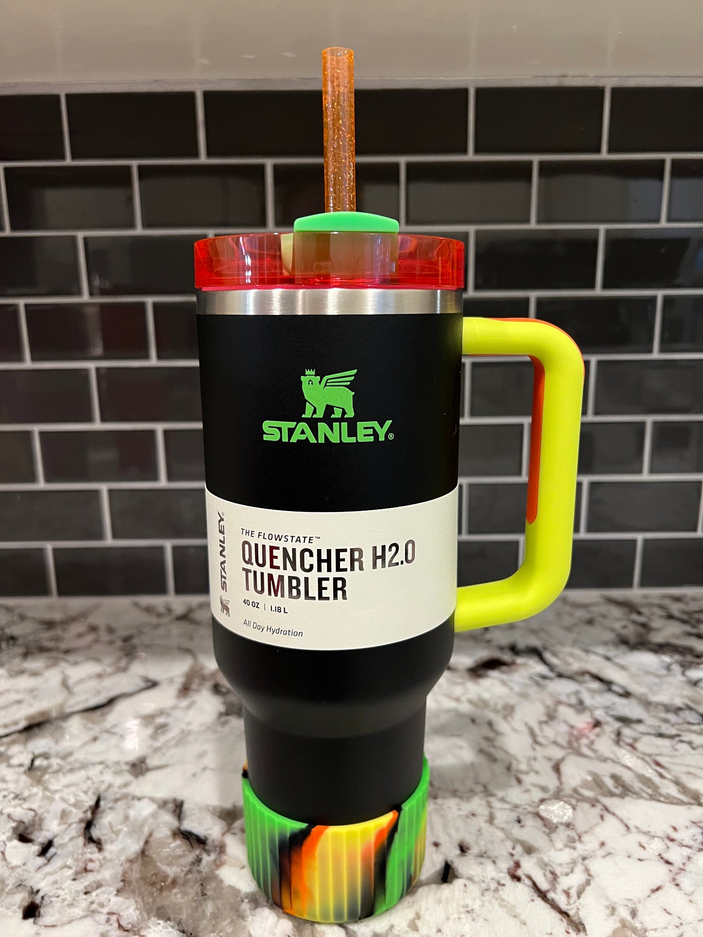 Bright Orange Glitter Straw (40oz Tumbler)