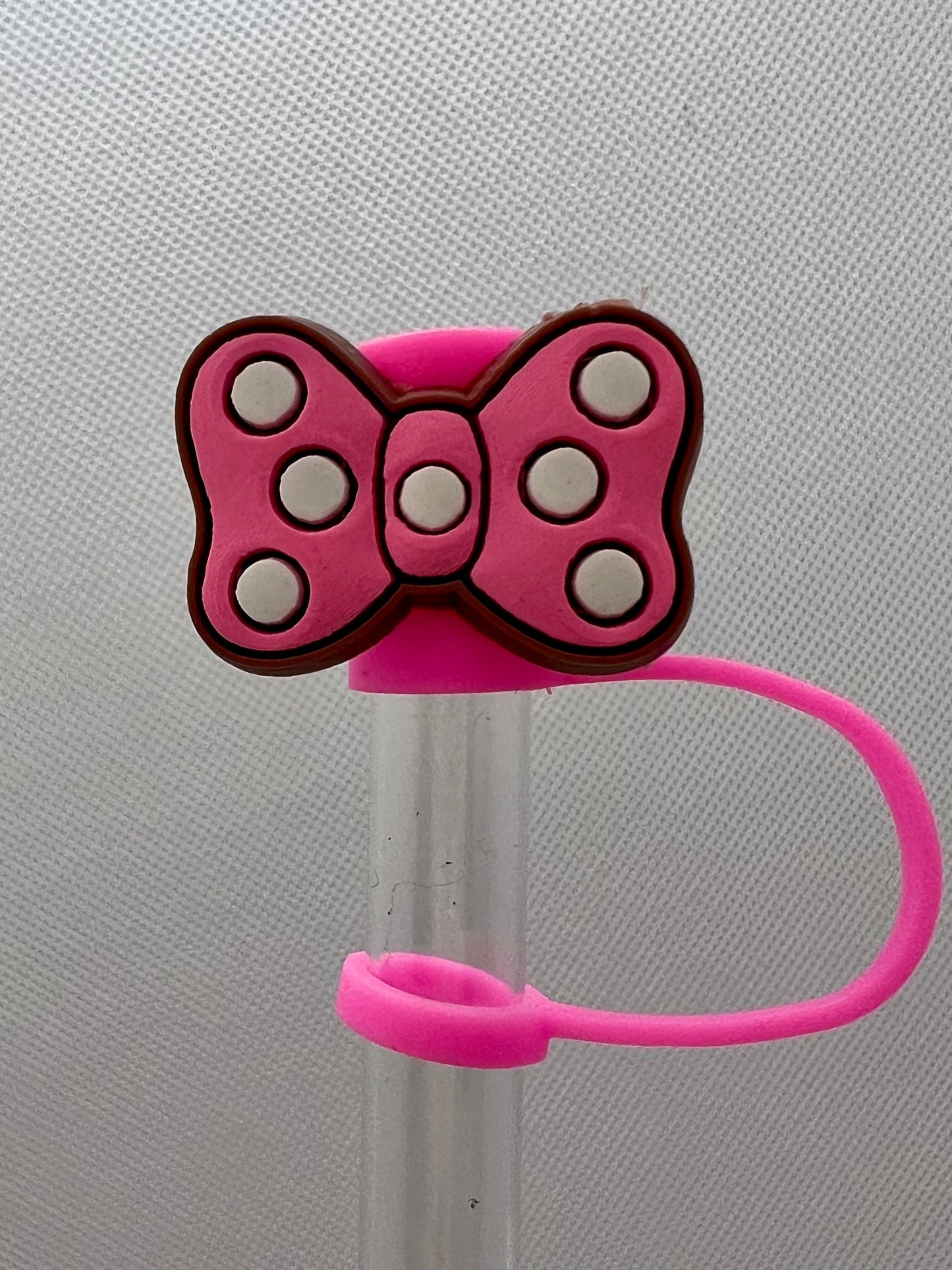 Pink Bow Silicone Straw Topper 10mm