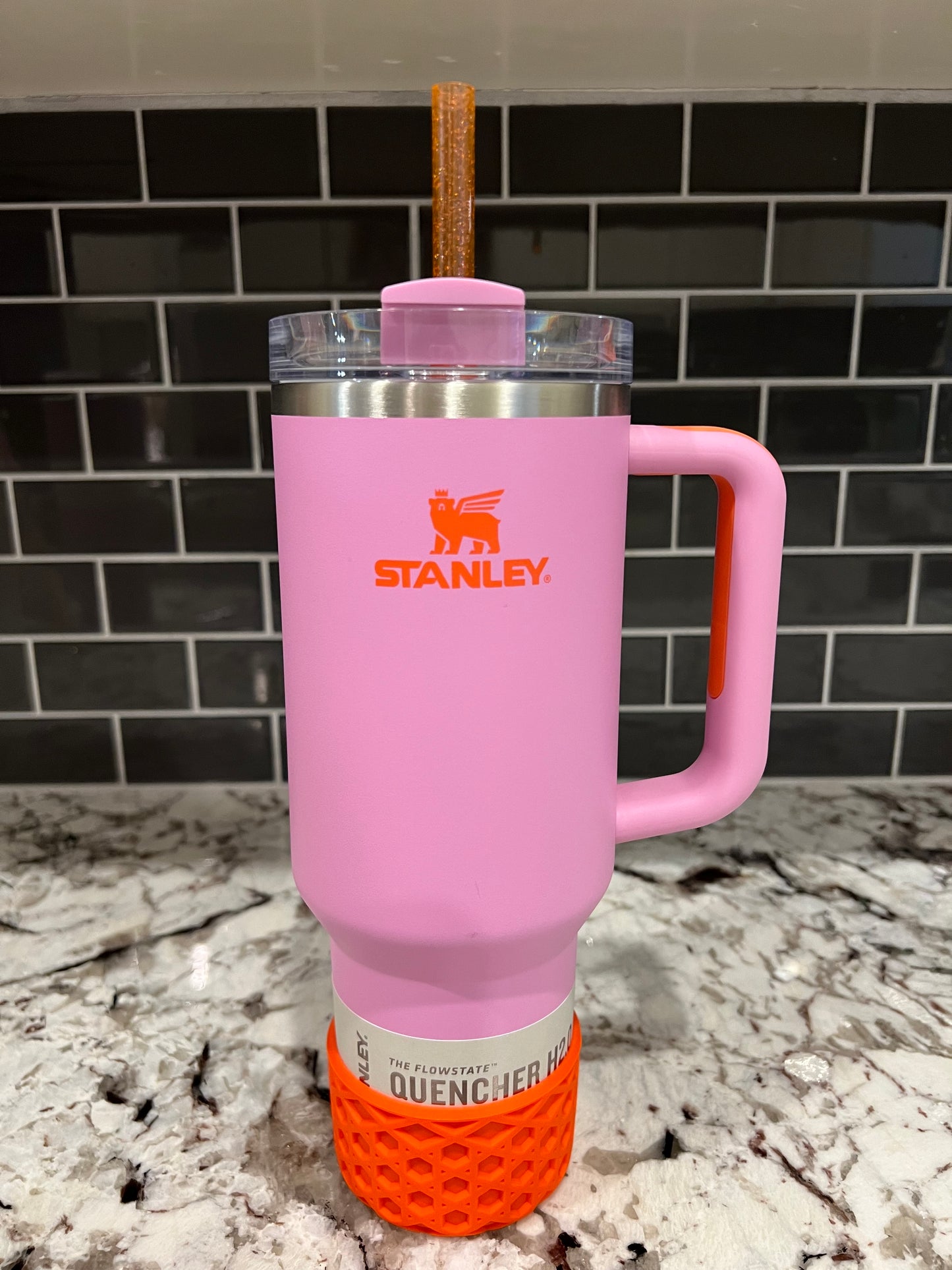Bright Orange Glitter Straw (40oz Tumbler)