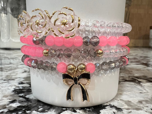 Bright Pink & Smoke Tumbler Charm Stacks