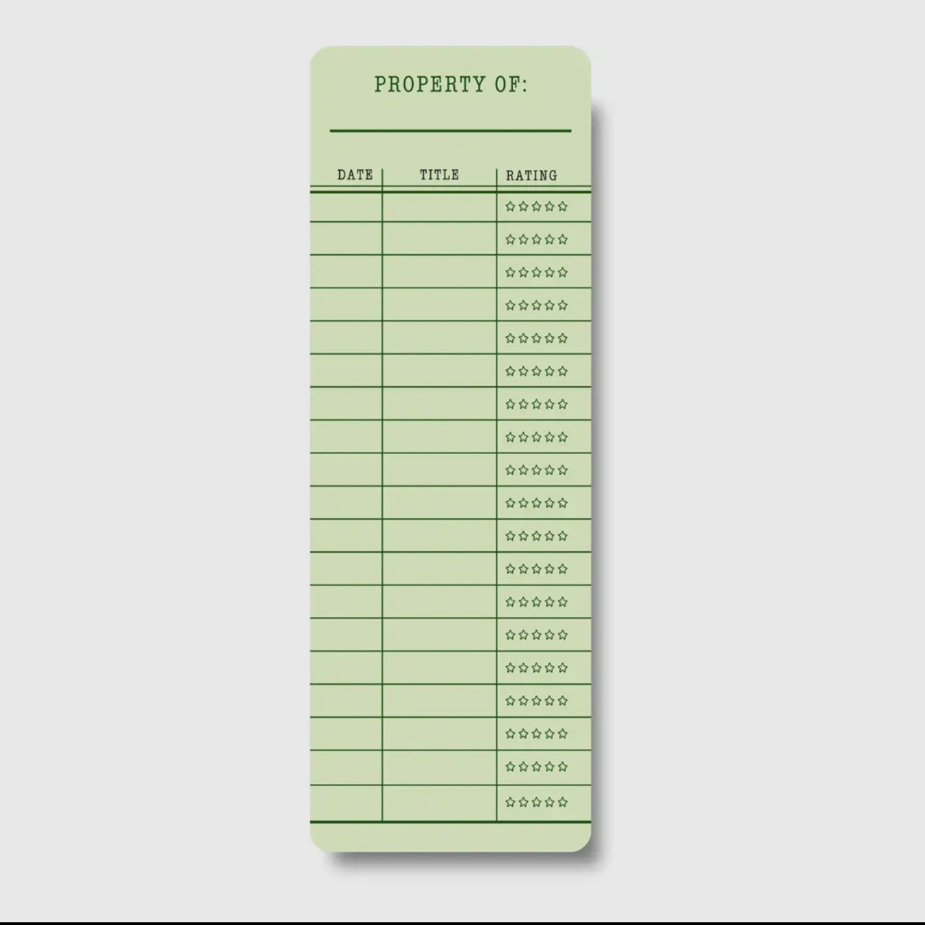 Bookmark- Green Library Card