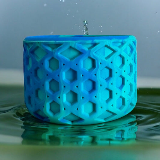 Aqua Blue Swirl WAFFLE Silicone Tumbler Boot