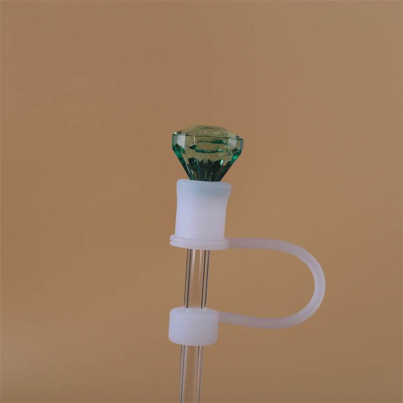 Dk Green TRANSPARENT Base Diamond Straw Topper 10mm