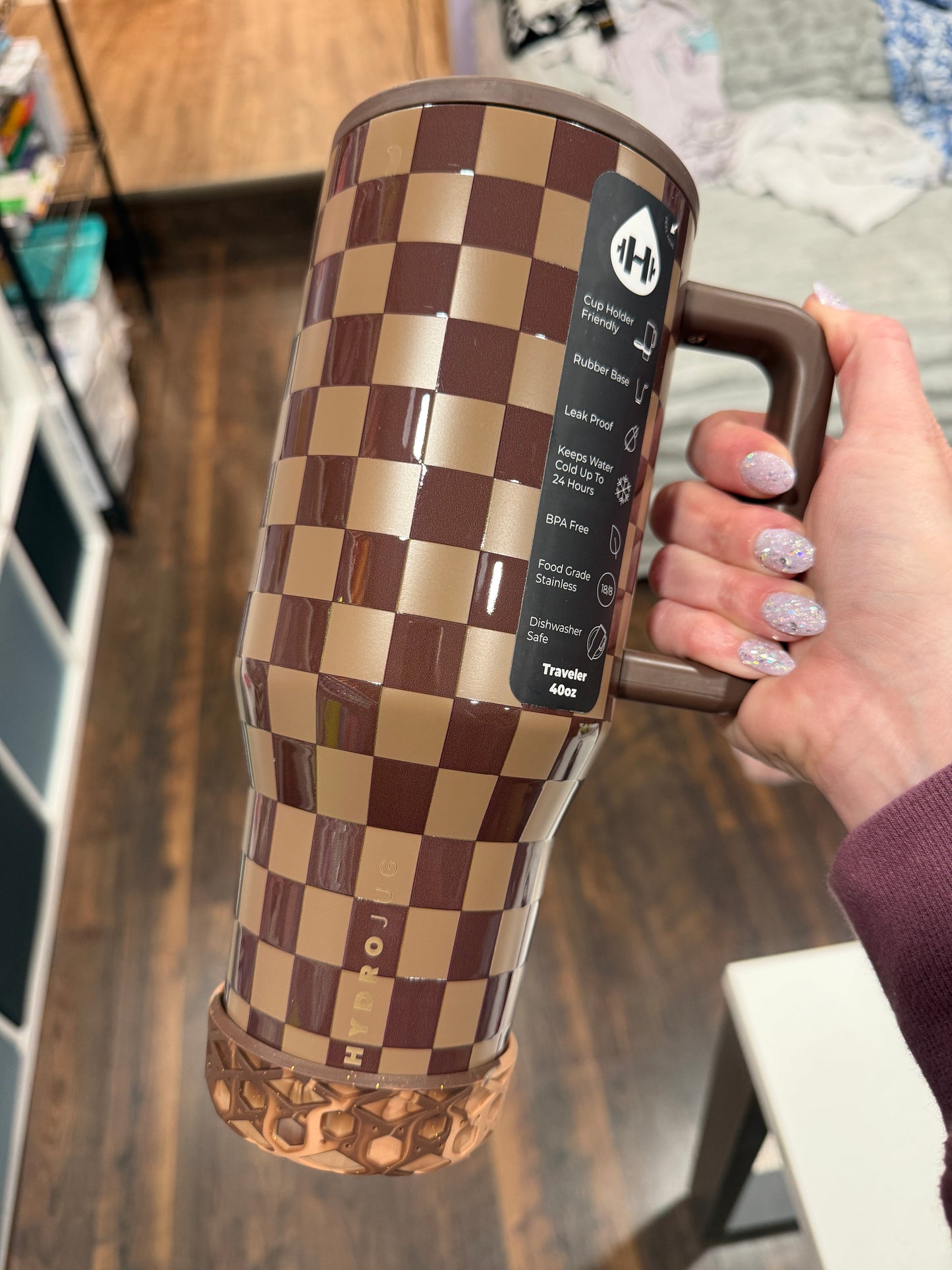 Brown Glitter Shorty Waffle 3" - Silicone Tumbler Boot