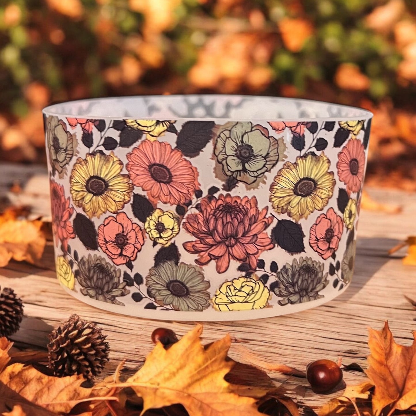 Autumn Flowers Transparent Silicone Tumbler Boot