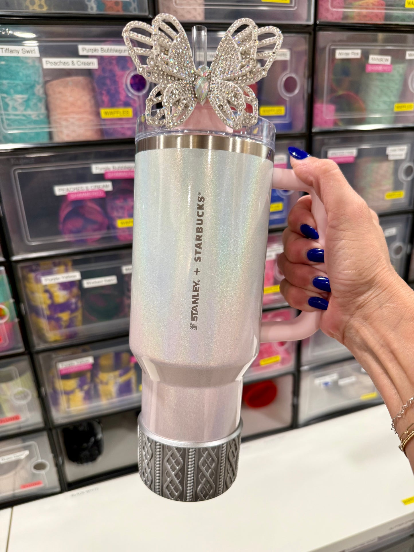 Irisdescent Sparkling Butterfly - Boujee Tumbler Bow