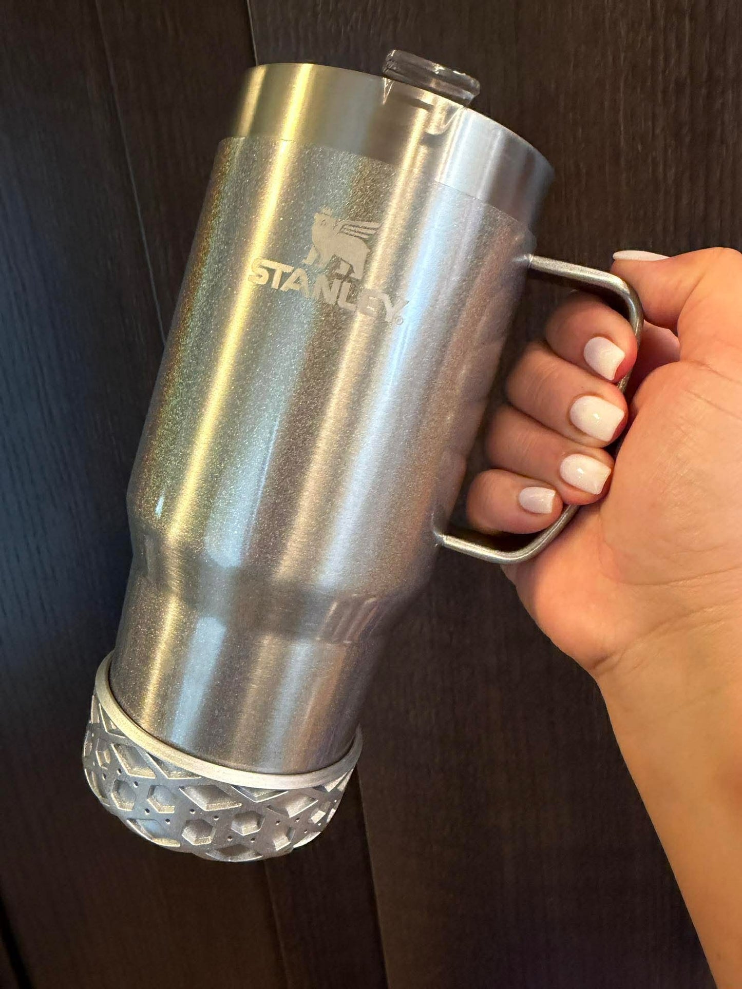 Silver Metallic Shorty Waffle 3" - Silicone Tumbler Boot