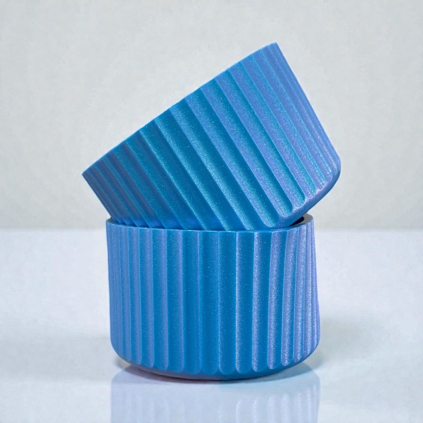 Azure Blue Shimmered FLUTED - Silicone Tumbler Boot