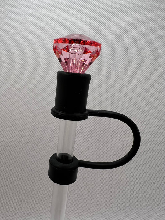 Pink Diamond BLACK Base Straw Topper 10mm