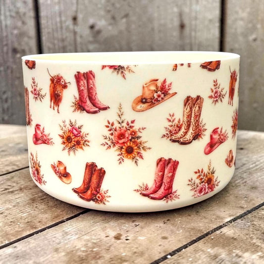 Boots & Blooms Cream - Silicone Tumbler Boot