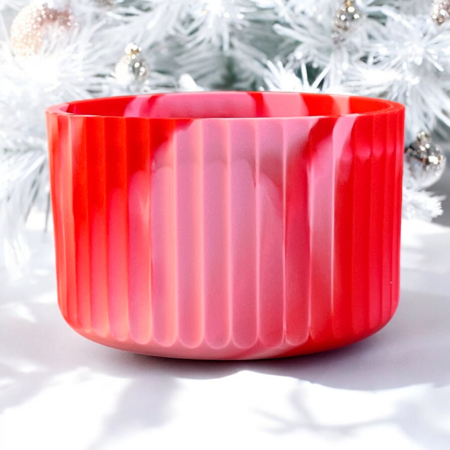 Pink Red Swirl FLUTED Silicone Tumbler Boot