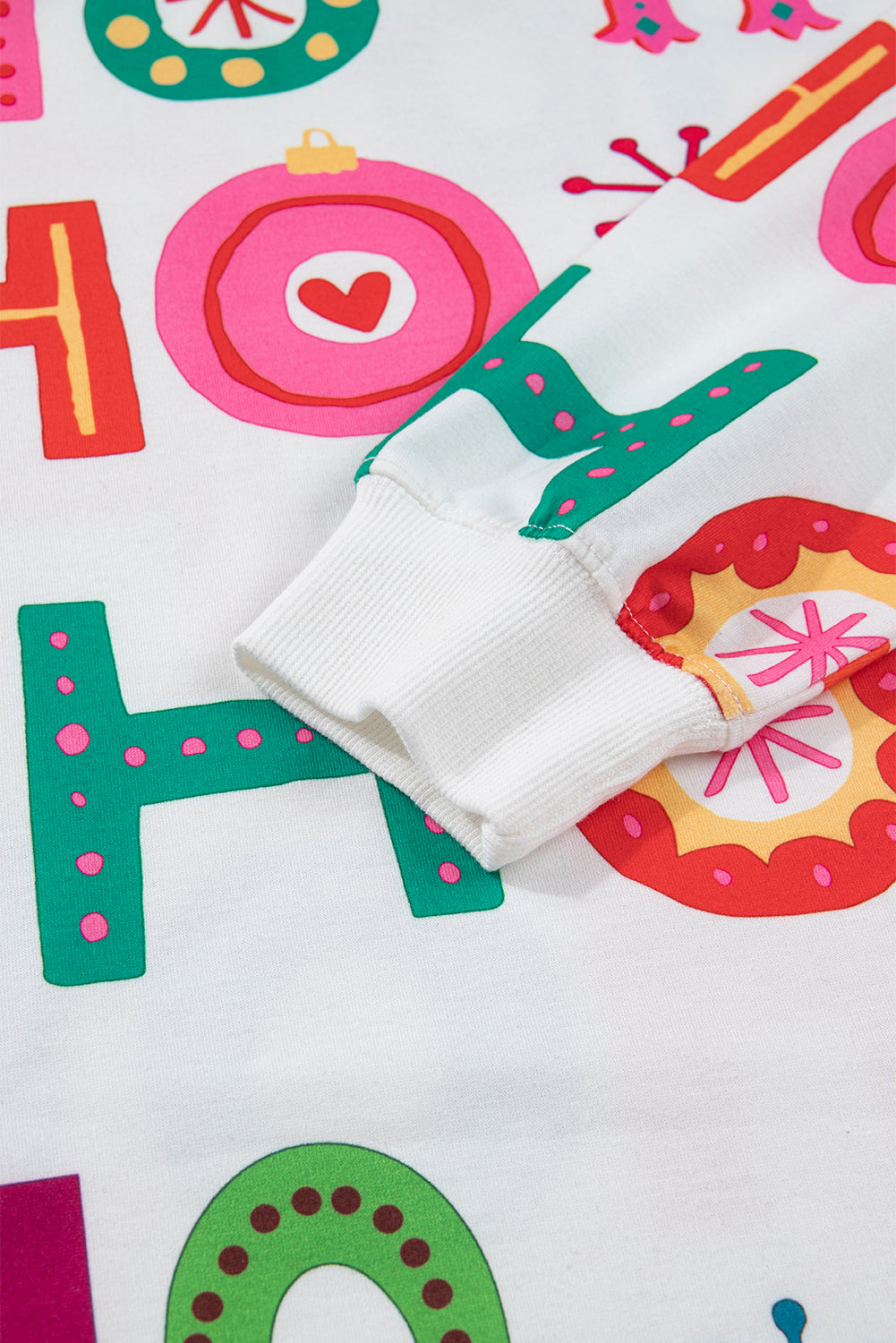 White Ho Ho Ho Letter Graphic Christmas Pajama Set