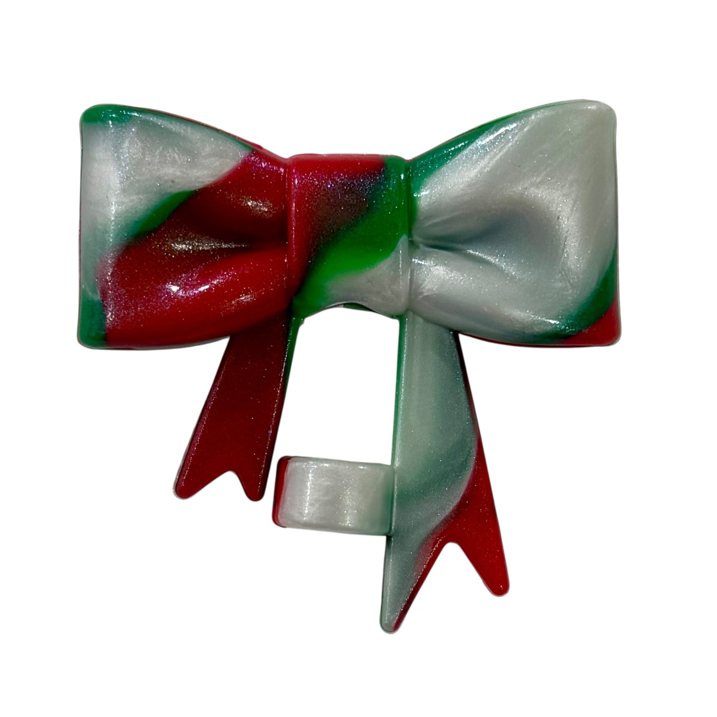 Holiday Swirl Shimmer Large Bow - Silicone Straw Topper 10mm