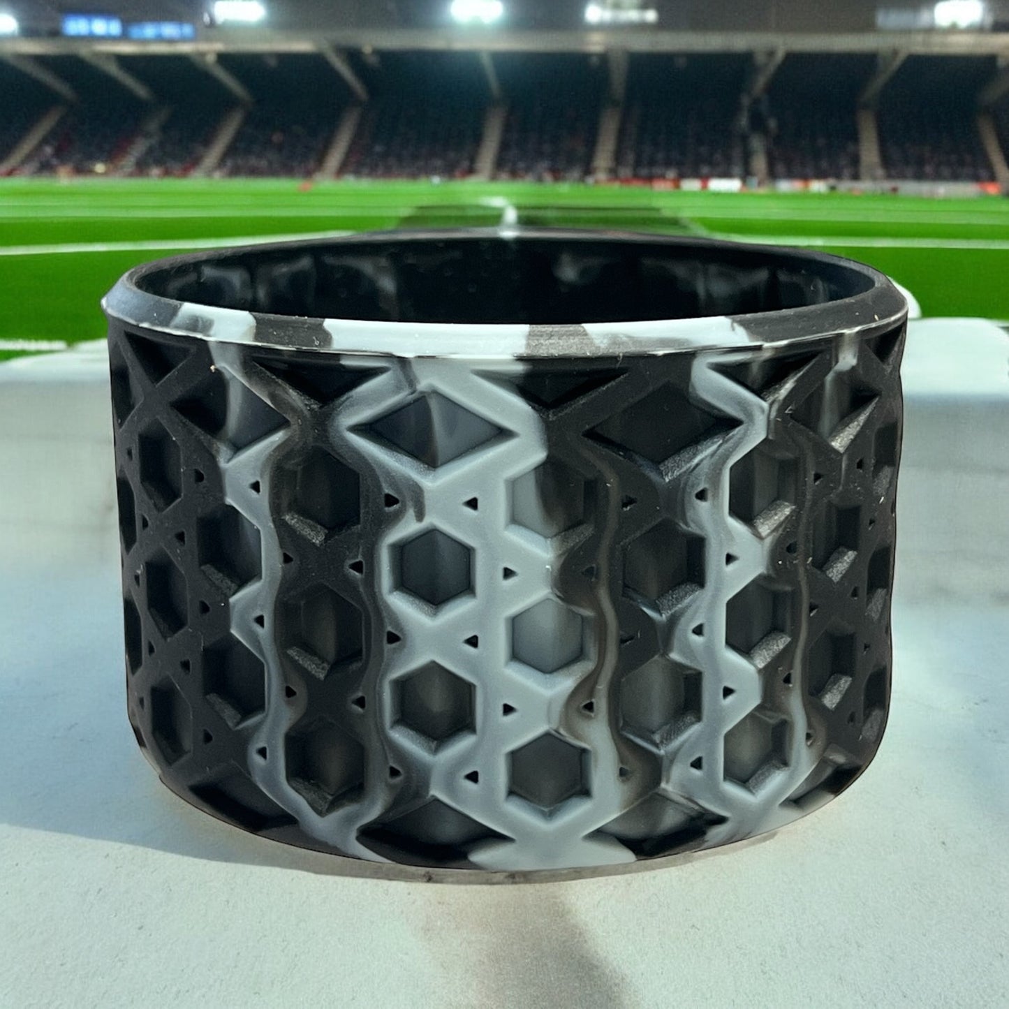 Silver & Black WAFFLE Silicone Tumbler Boot