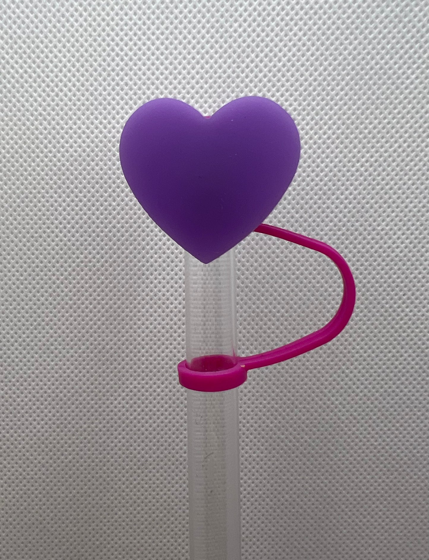 Purple Heart Silicone Straw Topper 10mm