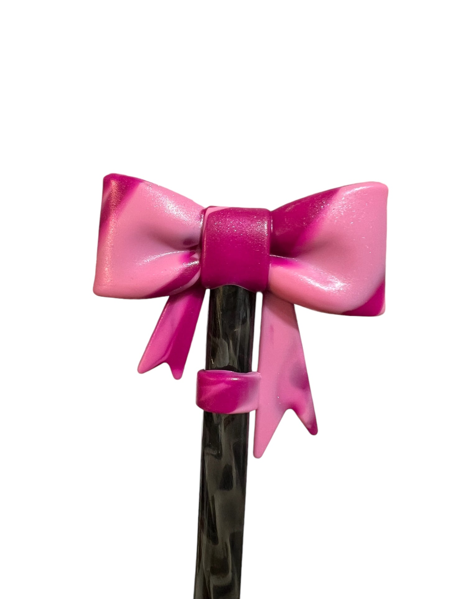 Peony Fuchsia Large Bow Silicone Straw Topper 10mm