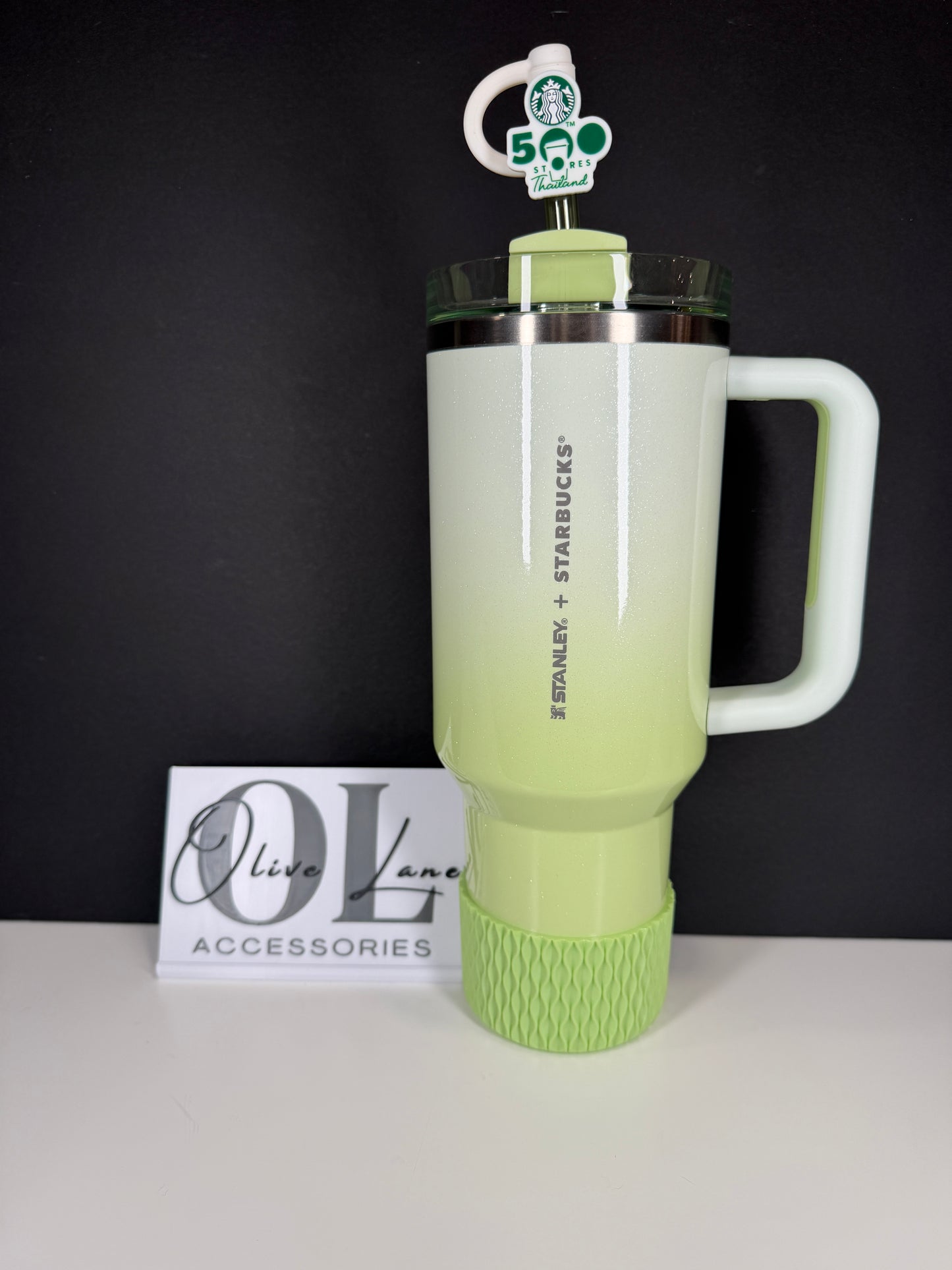Pale Lime SHIMMER- WAVES Silicone Tumbler Boot