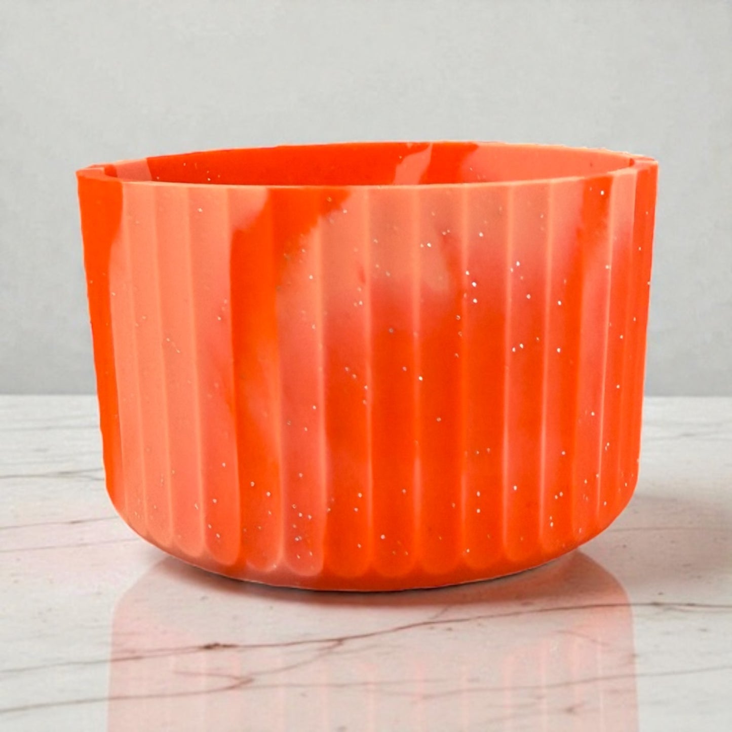 Orange Glitter Swirl FLUTED - Silicone Tumbler Boot