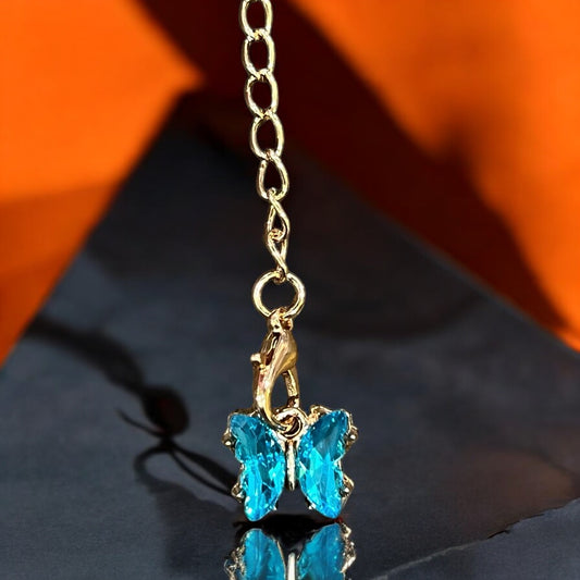 Aqua Butterfly Handle Charm